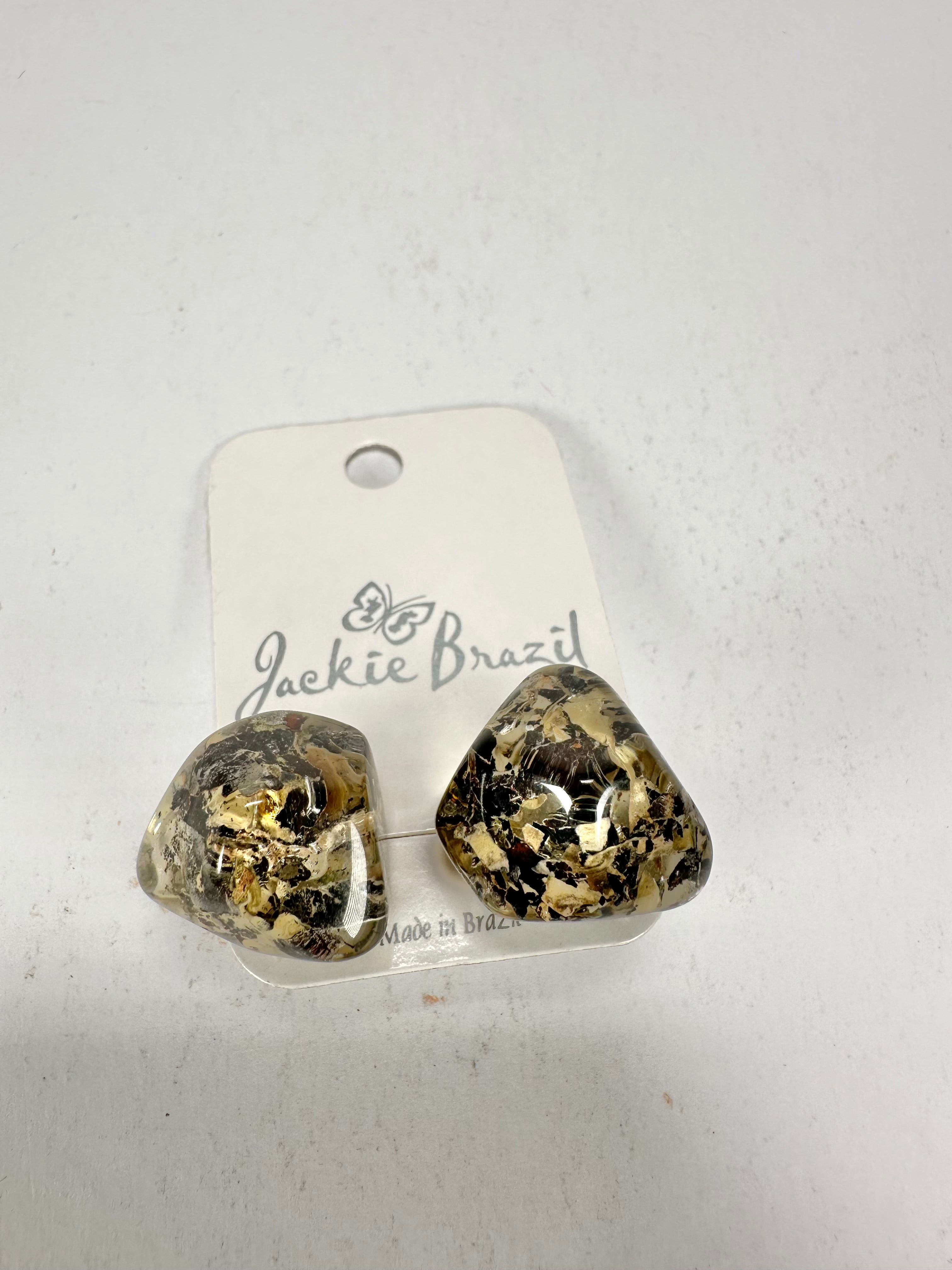 Jackie Brazil "Camille" Seaweed Abstract Resin Earrings ( E1053 )