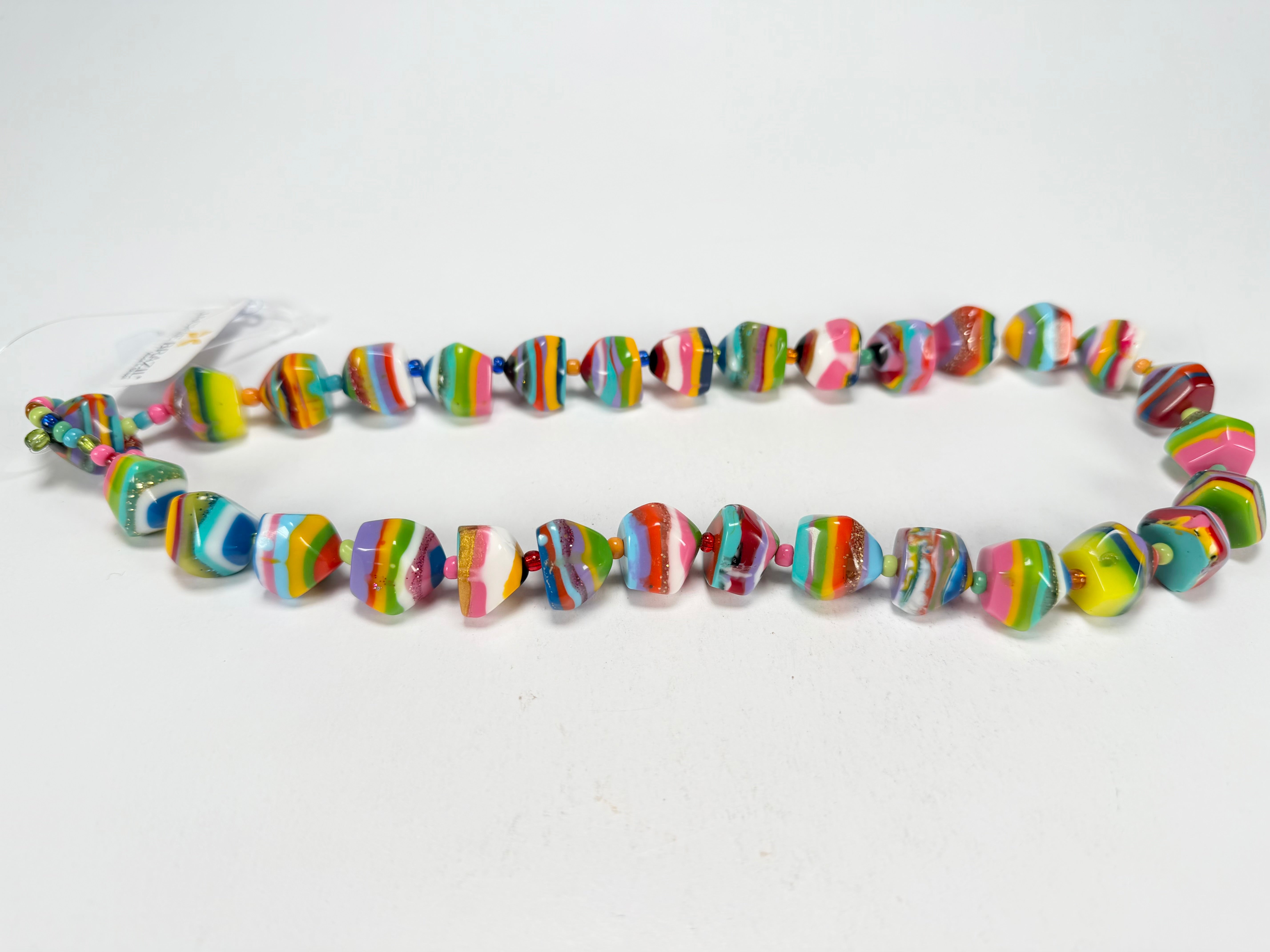 Jackie Brazil "Camille" Liquorice Stripes x Kandinsky Small Stones 55cm Necklace ( N0070 )