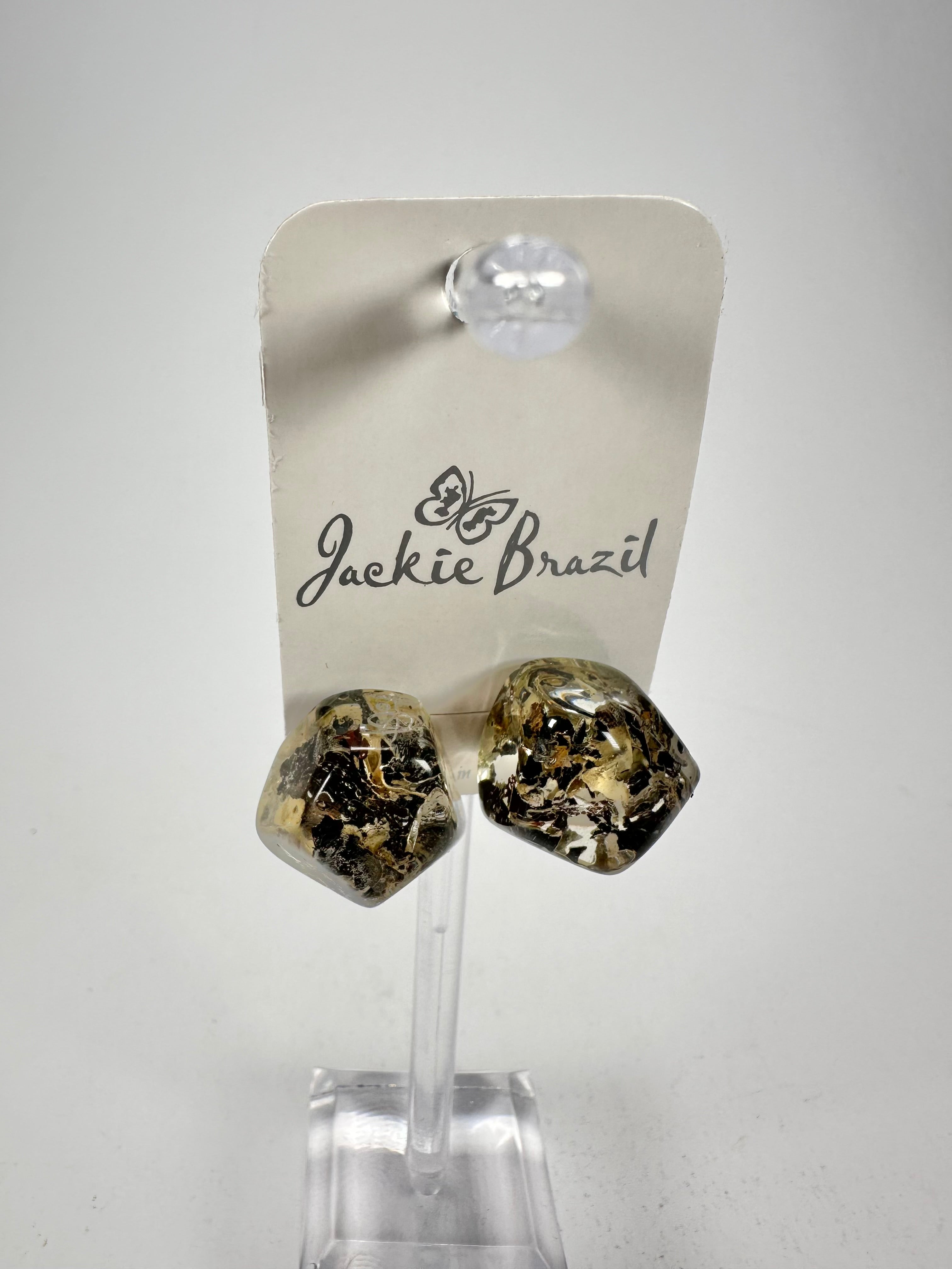 Jackie Brazil "Camille" Seaweed Abstract Resin Earrings ( E1053 )