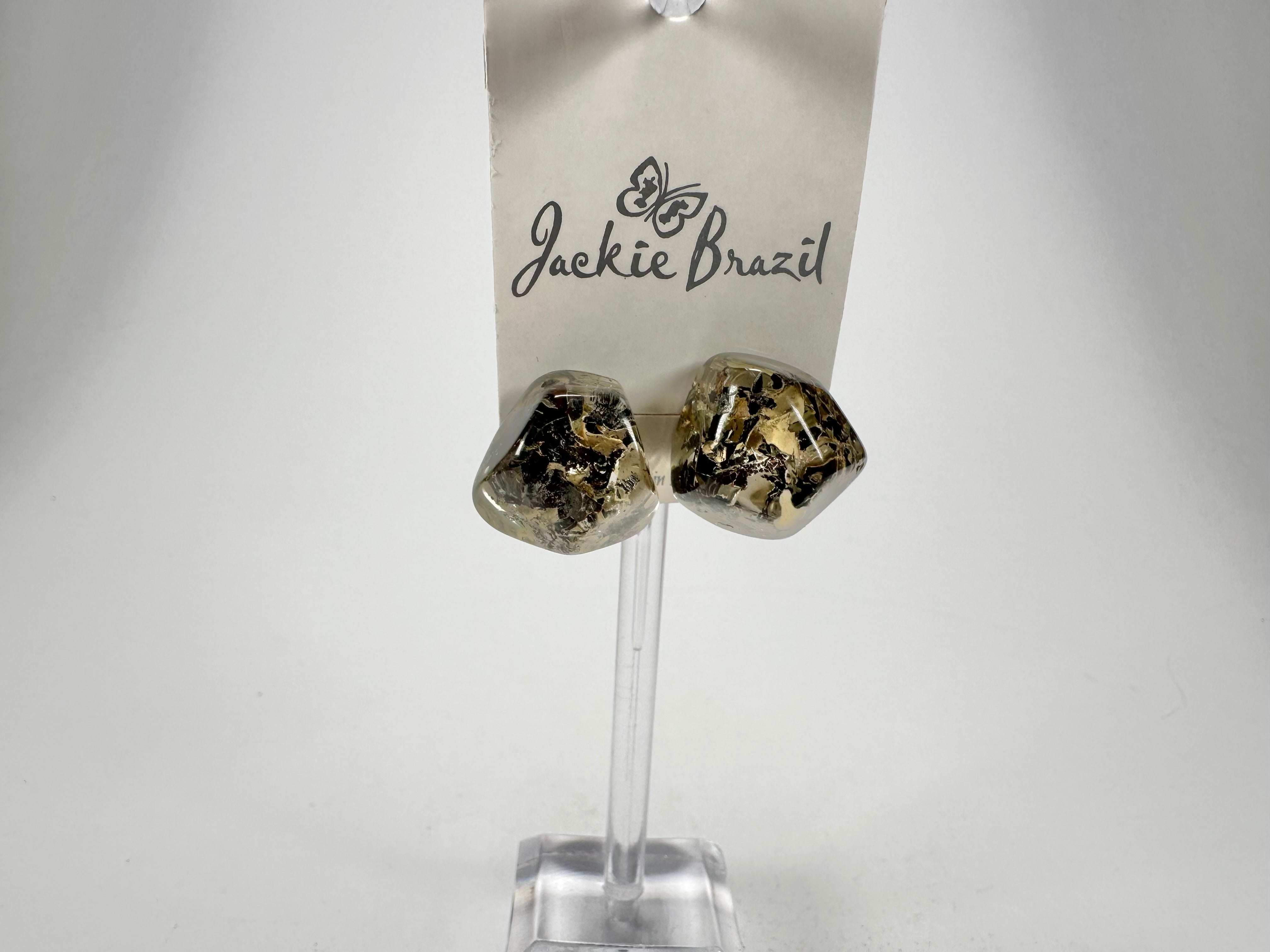 Jackie Brazil "Camille" Seaweed Abstract Resin Earrings ( E1053 )