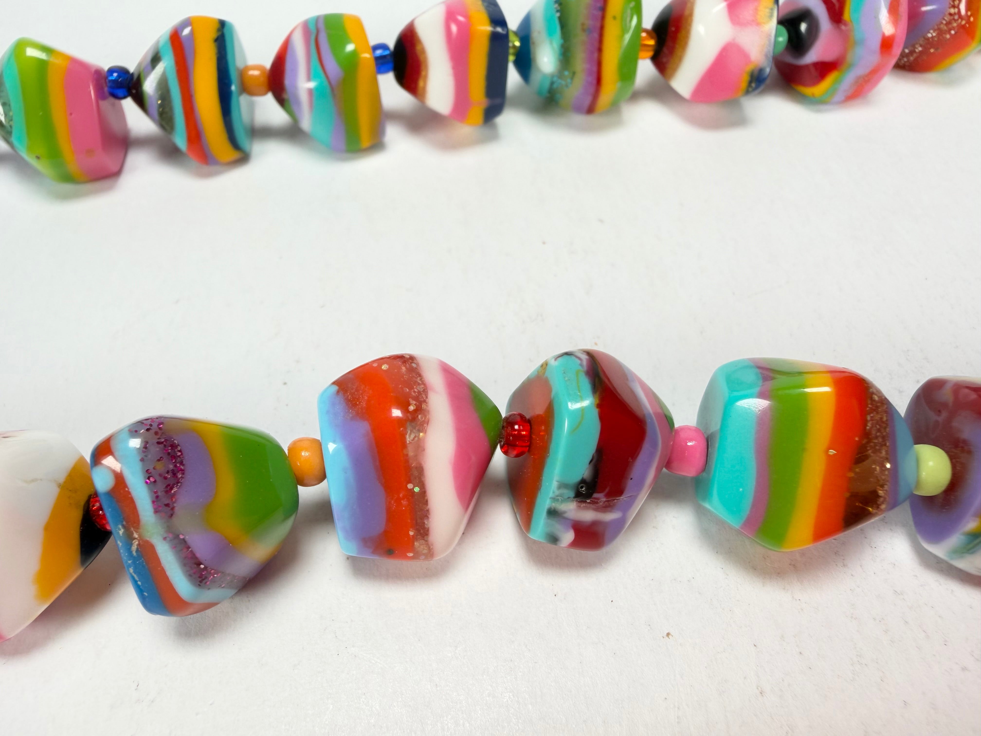 Jackie Brazil "Camille" Liquorice Stripes x Kandinsky Small Stones 55cm Necklace ( N0070 )