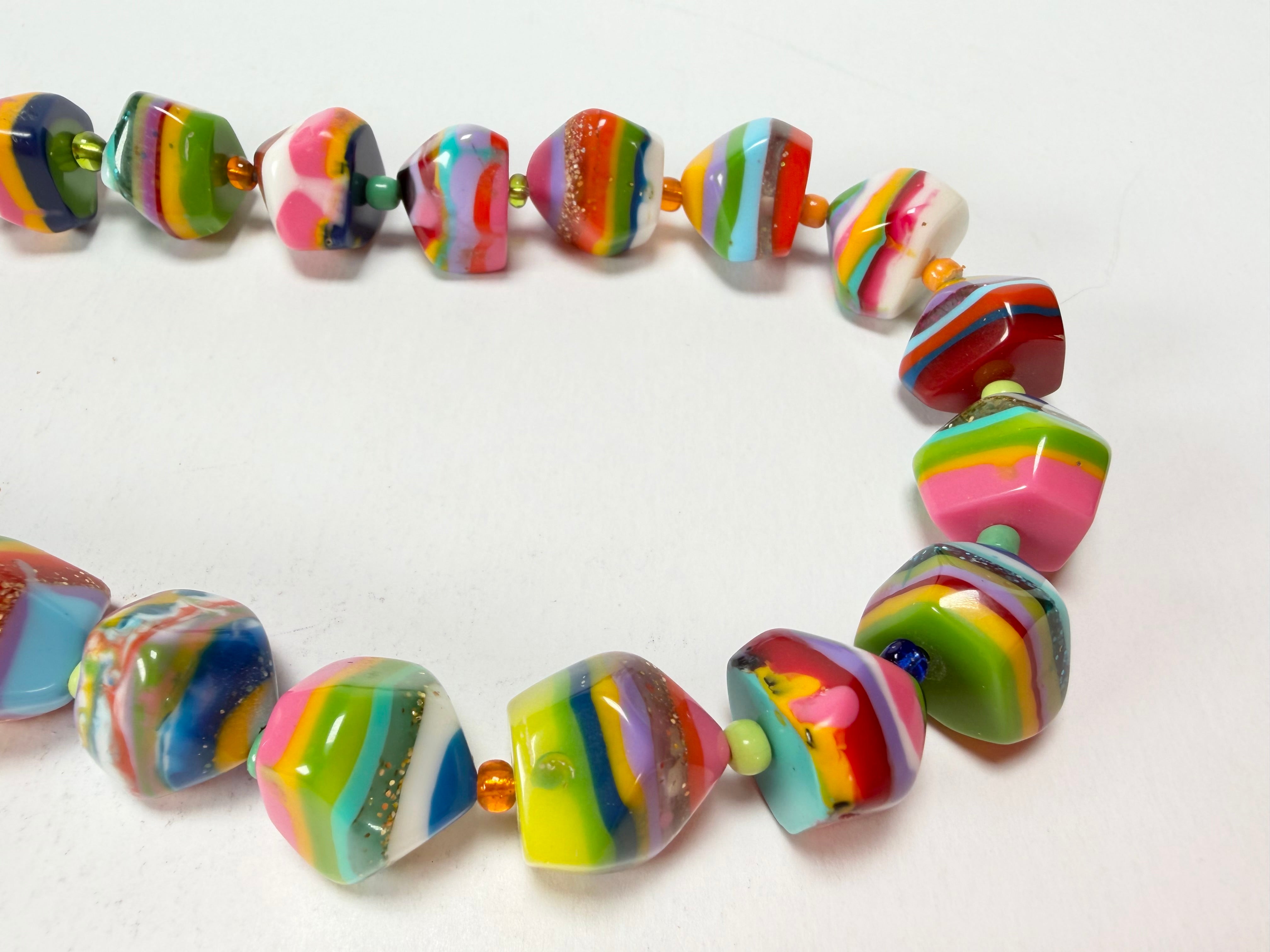 Jackie Brazil "Camille" Liquorice Stripes x Kandinsky Small Stones 55cm Necklace ( N0070 )