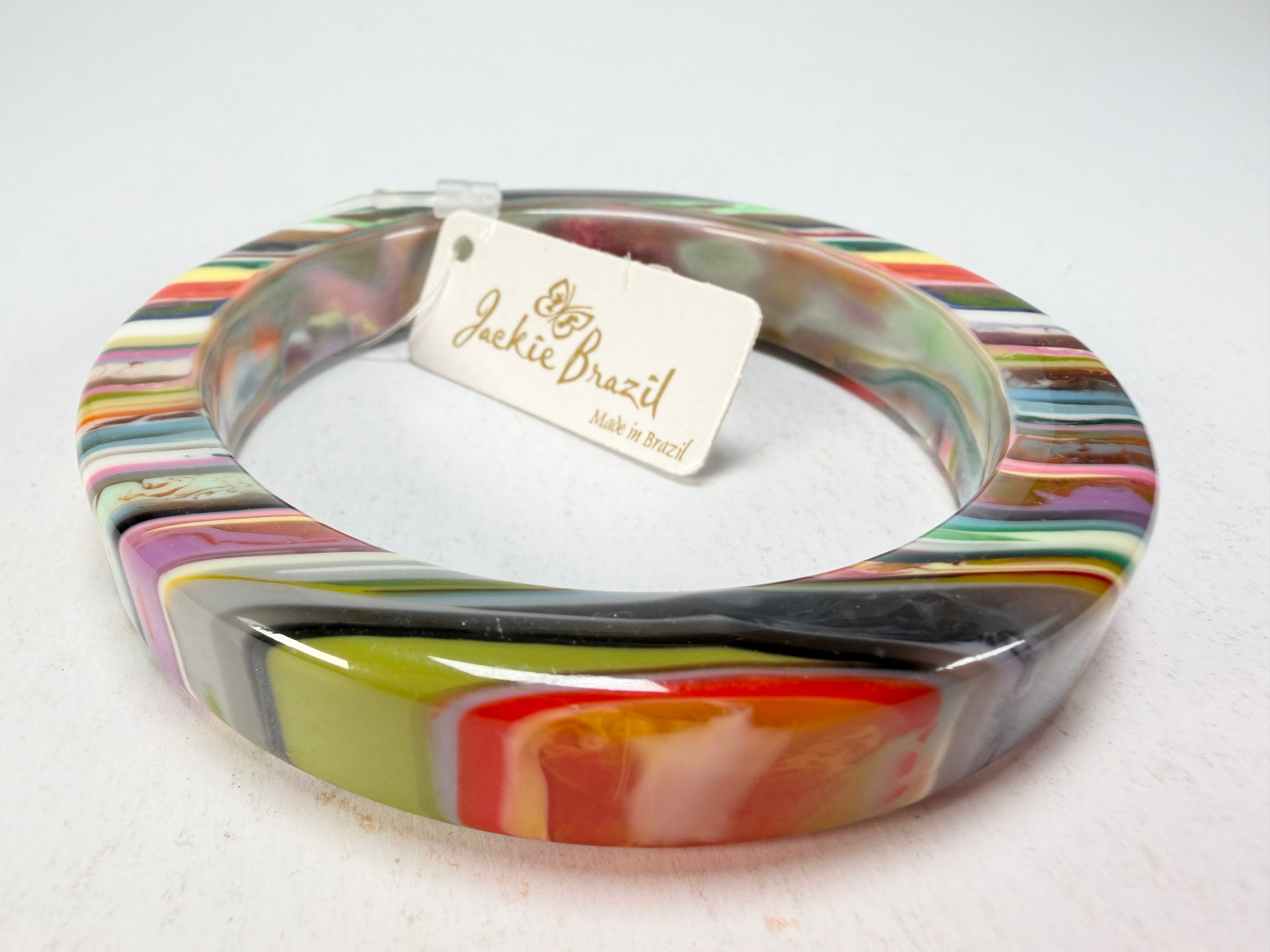 Jackie Brazil "Cat Eye" Liquorice Allsorts with Cat Eye Mix Colours 1.3cm Resin Bangle ( B1034 )