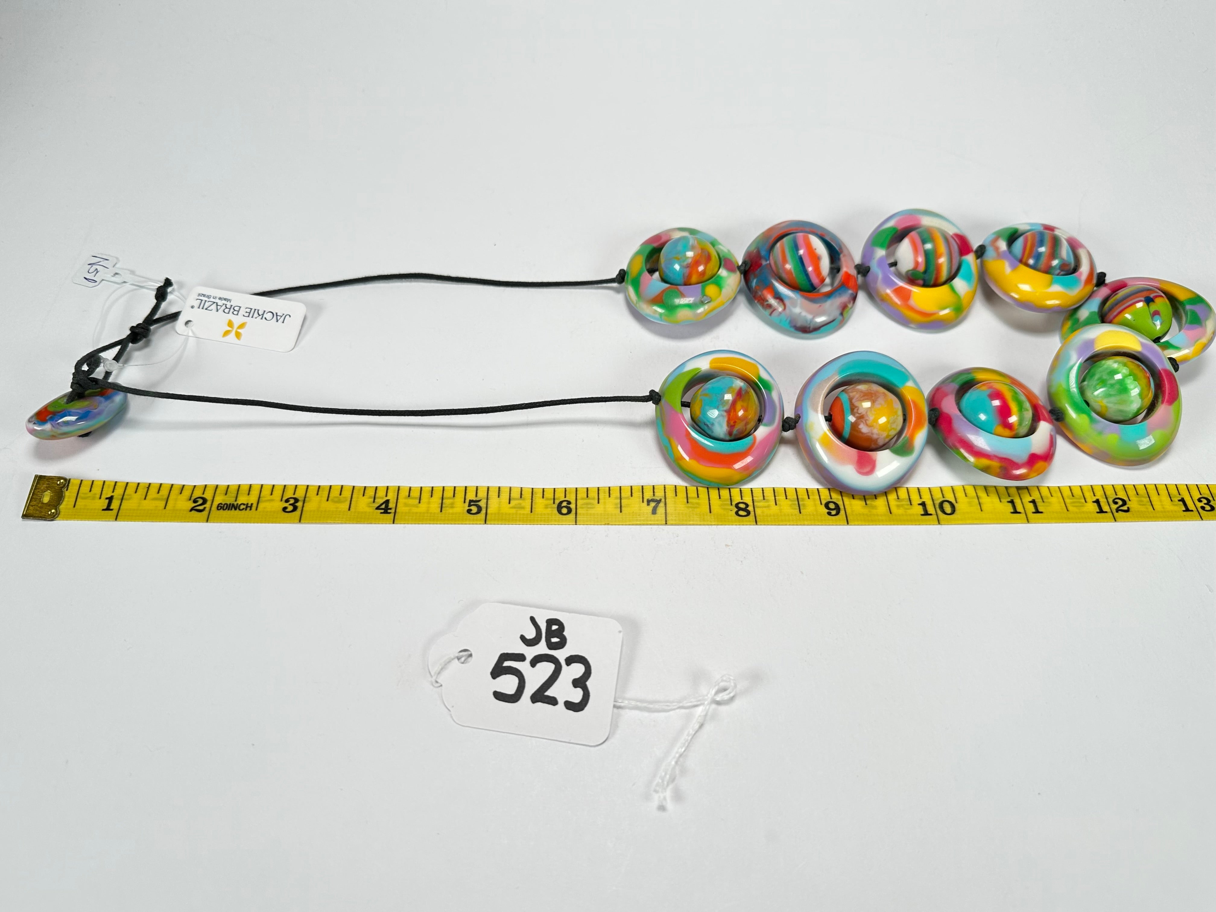 Jackie Brazil "Saturn" Kandinsky Disc & Ball On String Short 50cm Necklace ( N0051 )