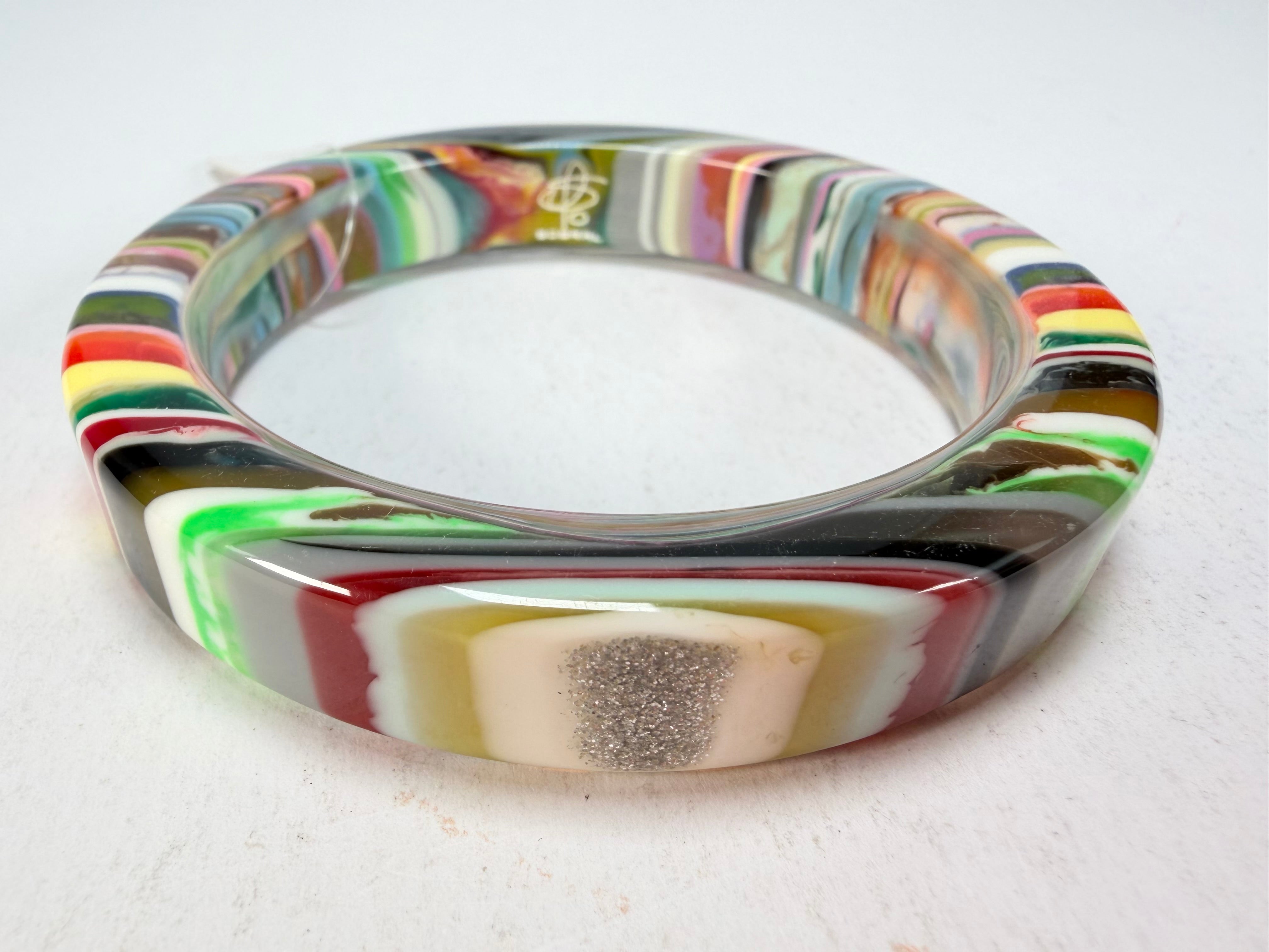 Jackie Brazil "Cat Eye" Liquorice Allsorts with Cat Eye Mix Colours 1.3cm Resin Bangle ( B1034 )