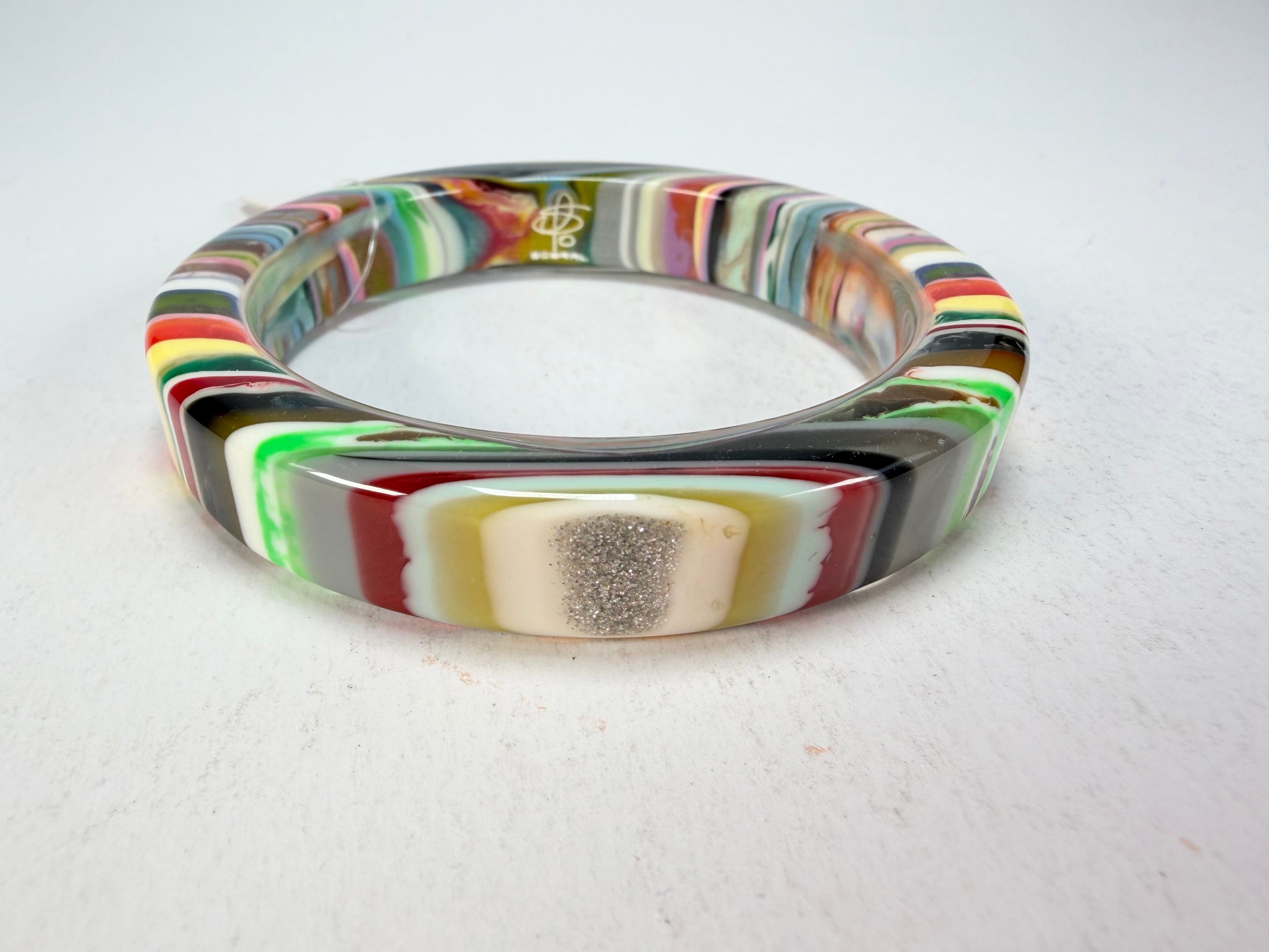 Jackie Brazil "Cat Eye" Liquorice Allsorts with Cat Eye Mix Colours 1.3cm Resin Bangle ( B1034 )