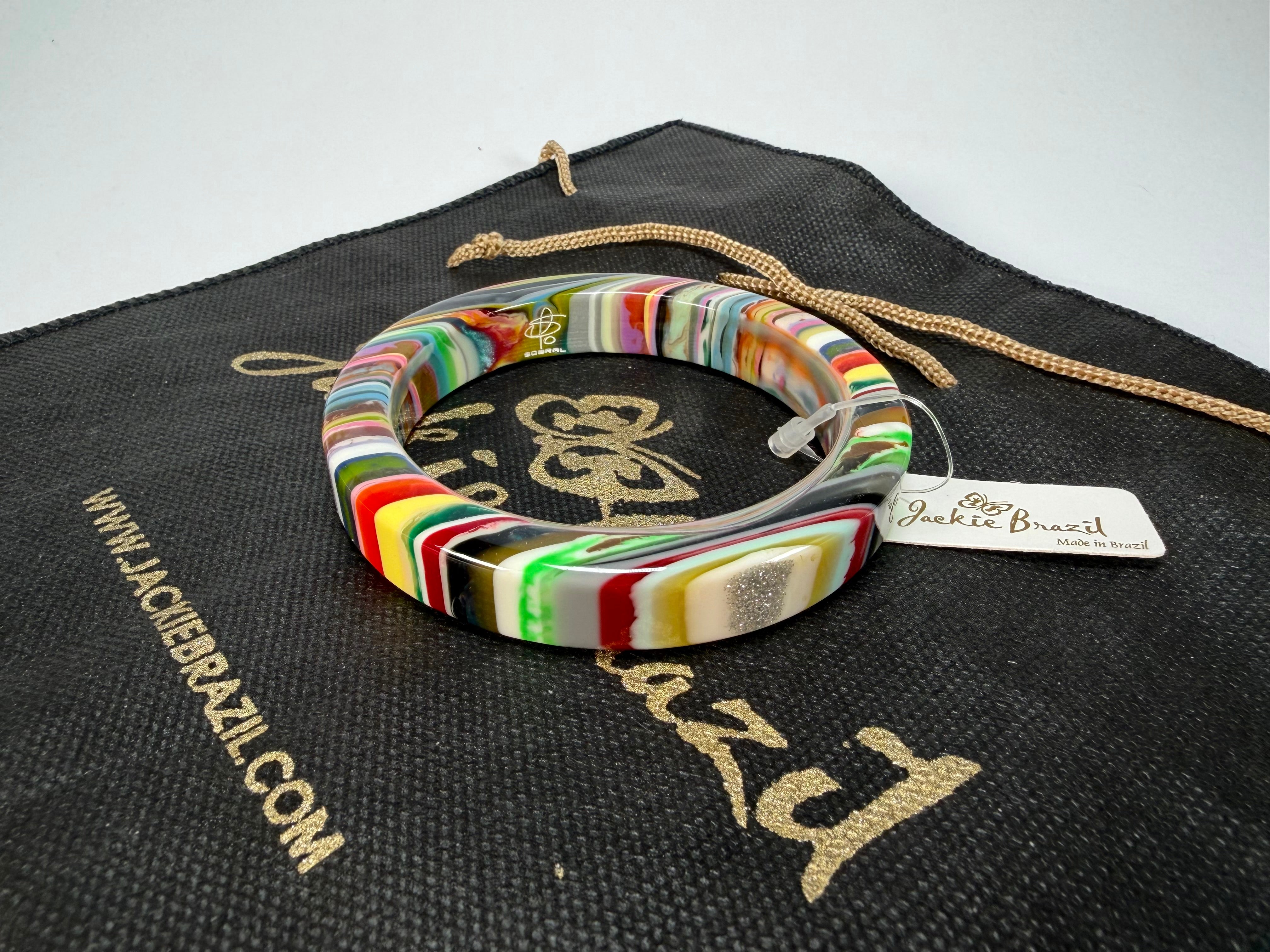 Jackie Brazil "Cat Eye" Liquorice Allsorts with Cat Eye Mix Colours 1.3cm Resin Bangle ( B1034 )