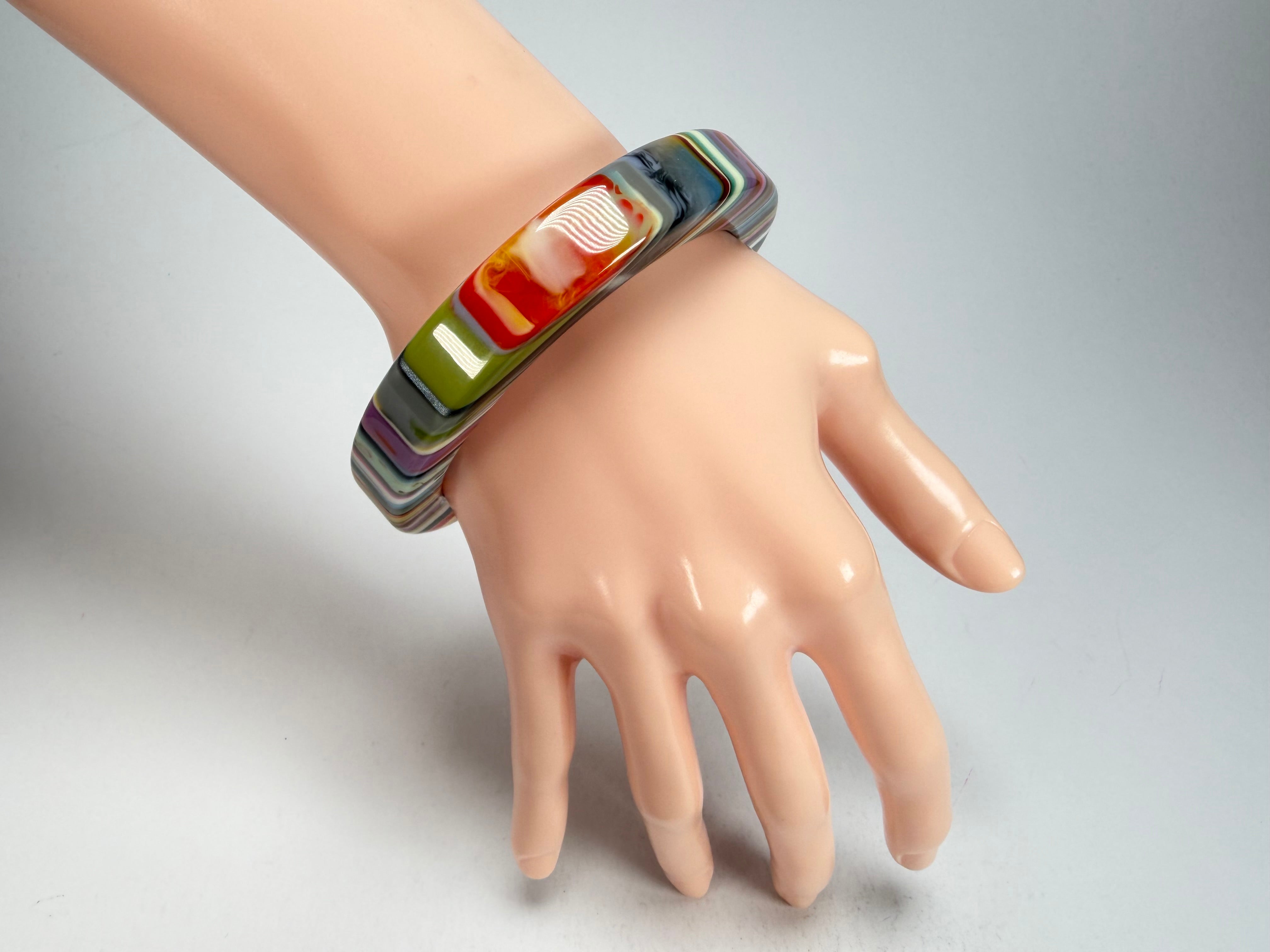 Jackie Brazil "Cat Eye" Liquorice Allsorts with Cat Eye Mix Colours 1.3cm Resin Bangle ( B1034 )