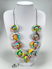 Jackie Brazil "Saturn" Kandinsky Disc & Ball On String Short 50cm Necklace ( N0051 )