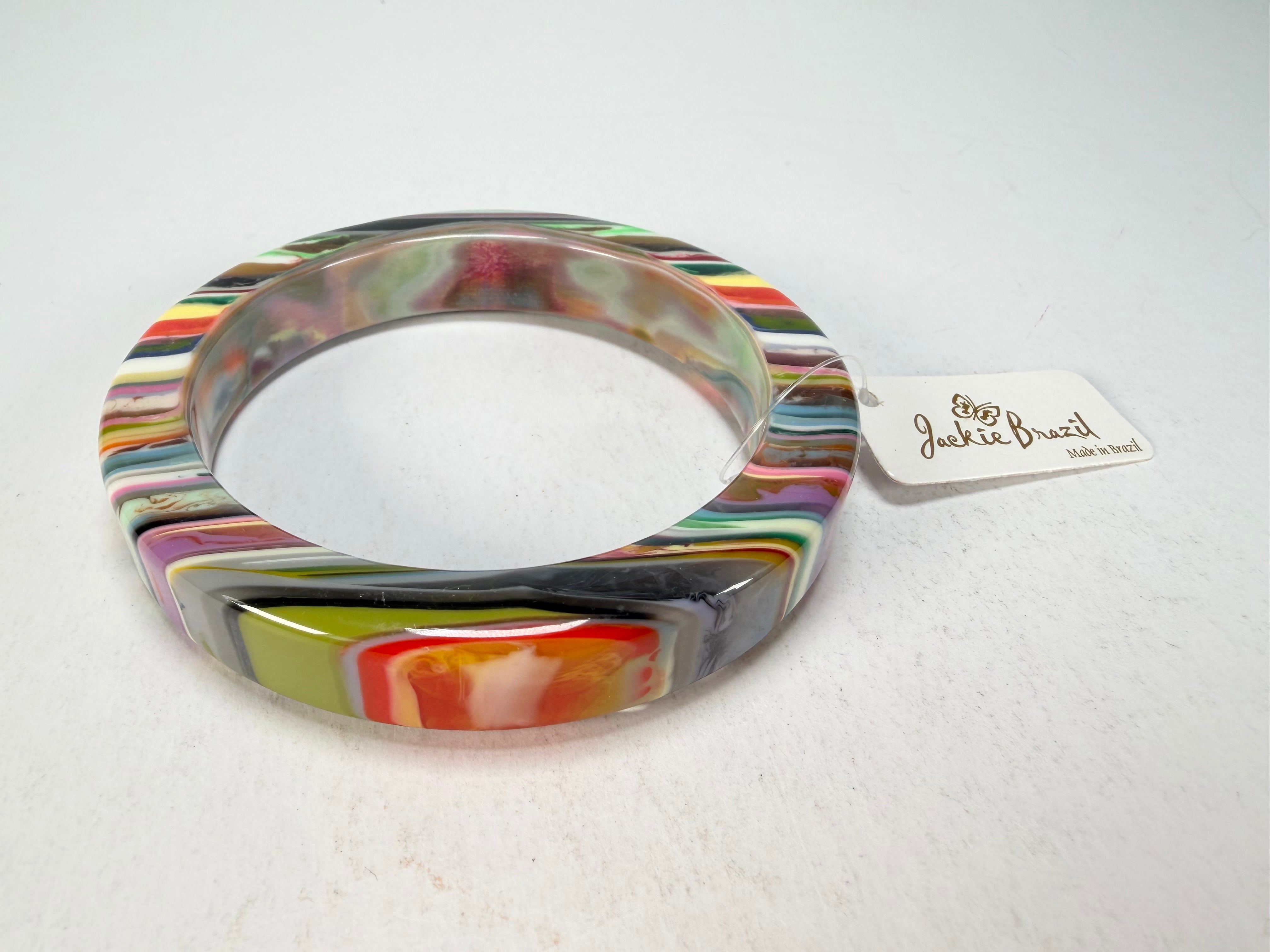 Jackie Brazil "Cat Eye" Liquorice Allsorts with Cat Eye Mix Colours 1.3cm Resin Bangle ( B1034 )