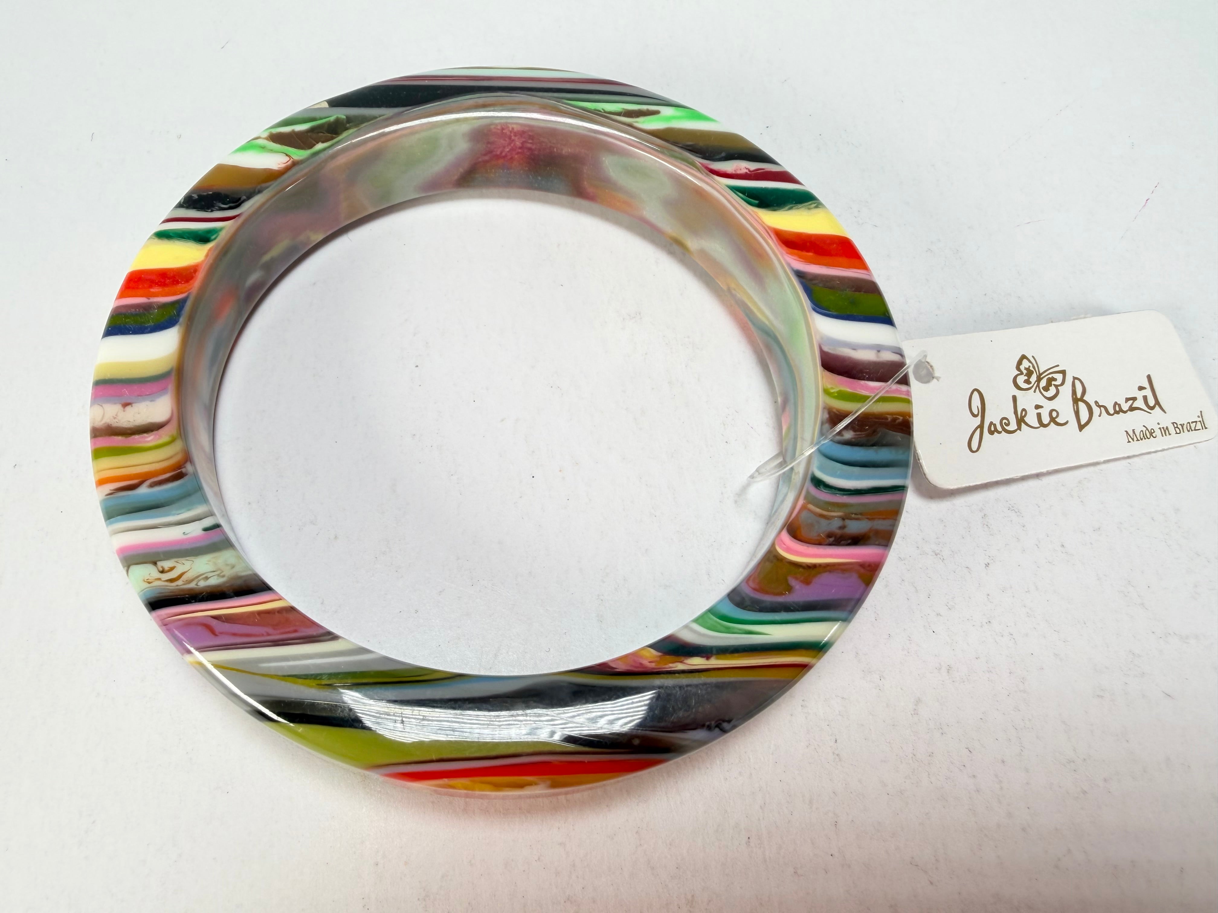 Jackie Brazil "Cat Eye" Liquorice Allsorts with Cat Eye Mix Colours 1.3cm Resin Bangle ( B1034 )