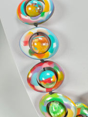 Jackie Brazil "Saturn" Kandinsky Disc & Ball On String Short 50cm Necklace ( N0051 )