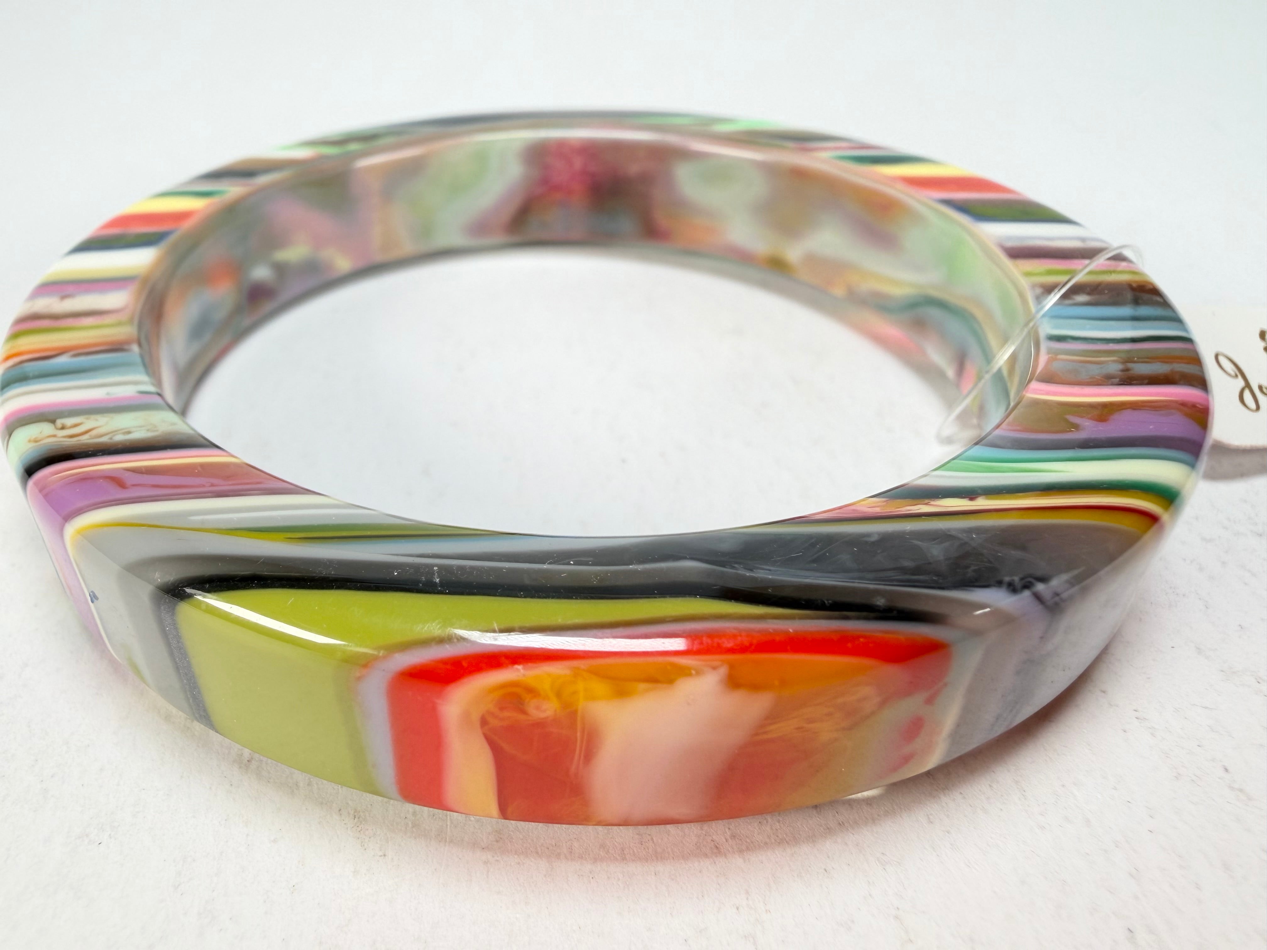 Jackie Brazil "Cat Eye" Liquorice Allsorts with Cat Eye Mix Colours 1.3cm Resin Bangle ( B1034 )