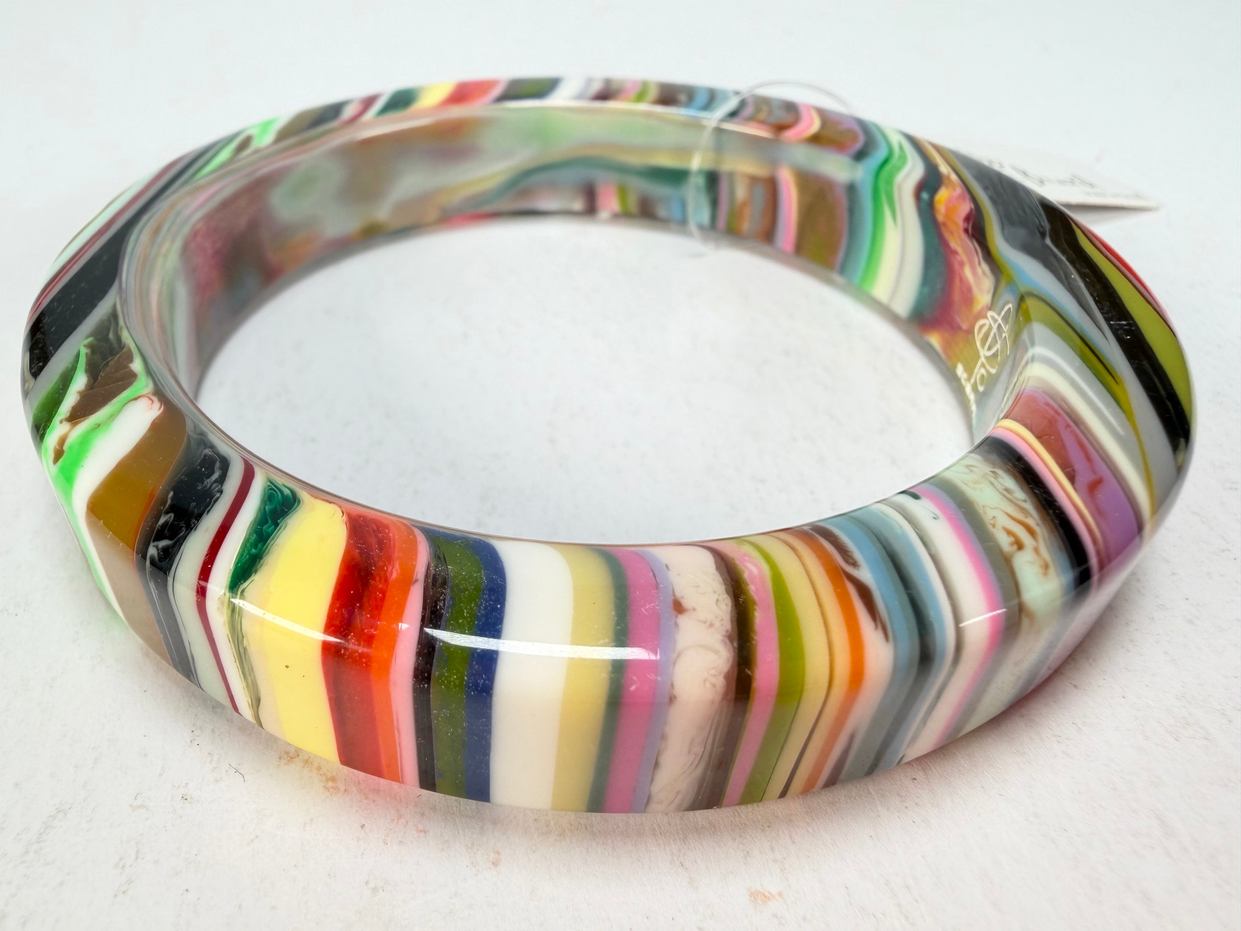 Jackie Brazil "Cat Eye" Liquorice Allsorts with Cat Eye Mix Colours 1.3cm Resin Bangle ( B1034 )