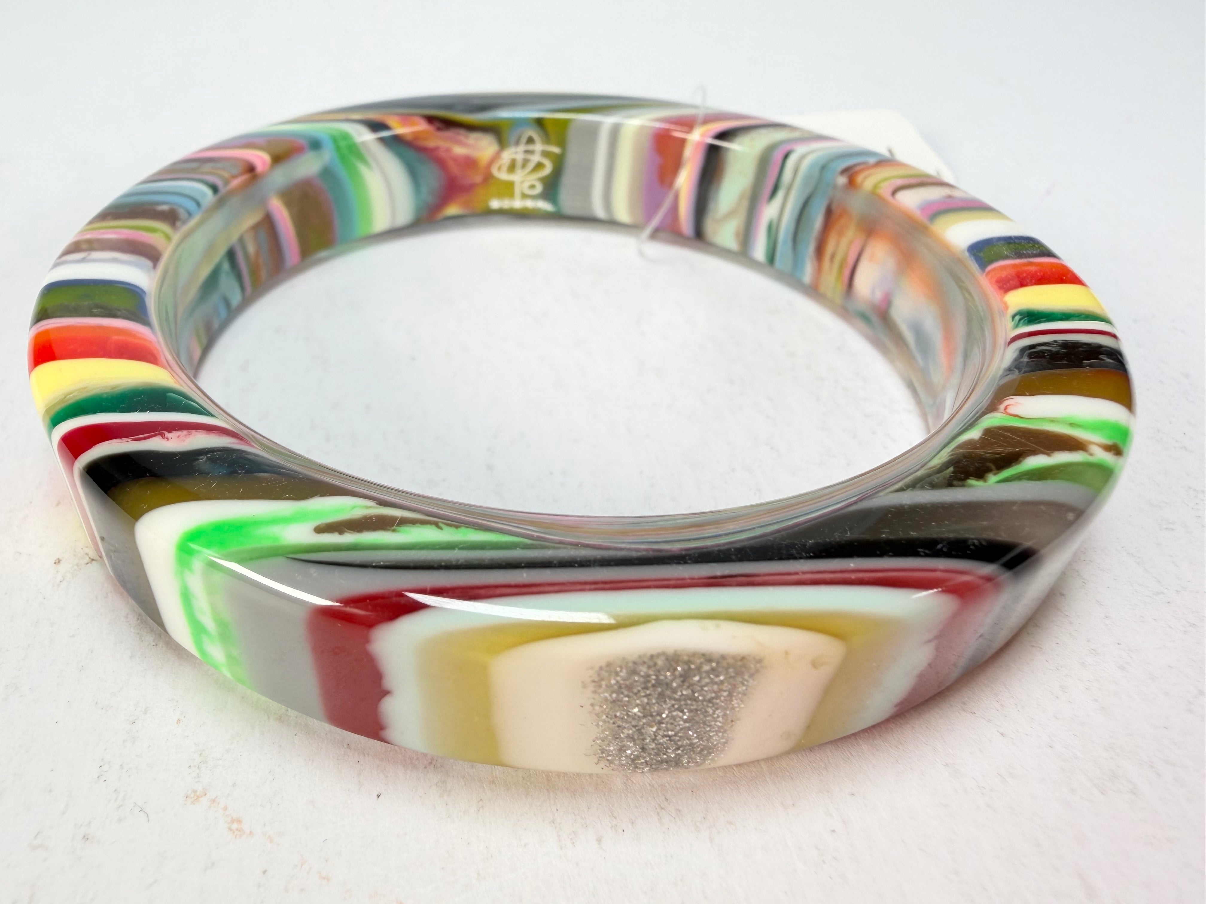 Jackie Brazil "Cat Eye" Liquorice Allsorts with Cat Eye Mix Colours 1.3cm Resin Bangle ( B1034 )
