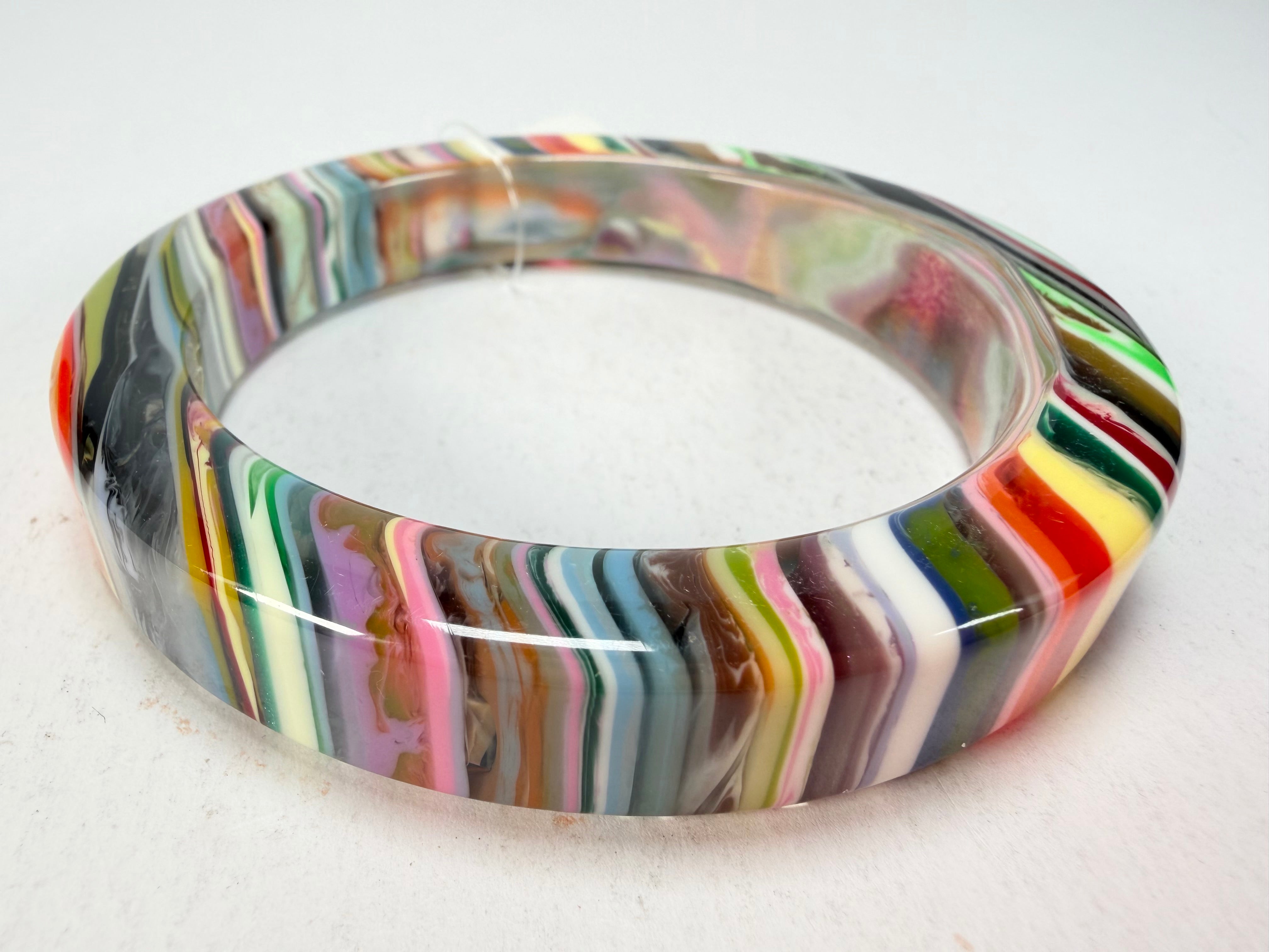 Jackie Brazil "Cat Eye" Liquorice Allsorts with Cat Eye Mix Colours 1.3cm Resin Bangle ( B1034 )