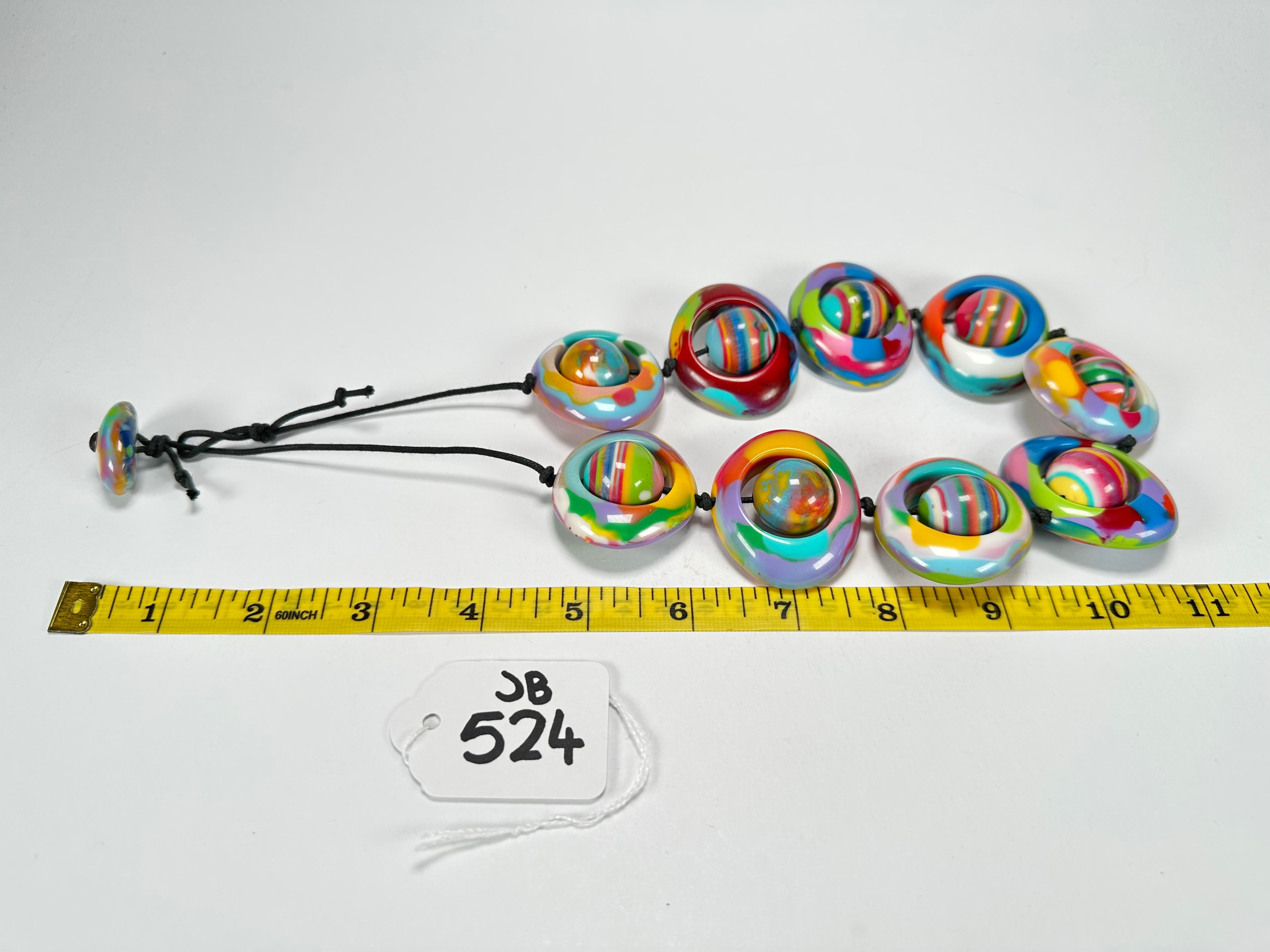 Jackie Brazil "Saturn" Kandinsky Disc & Ball On String Short 50cm Necklace ( N0051 )