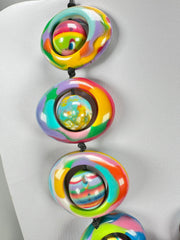 Jackie Brazil "Saturn" Kandinsky Disc & Ball On String Short 50cm Necklace ( N0051 )