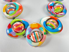 Jackie Brazil "Saturn" Kandinsky Disc & Ball On String Short 50cm Necklace ( N0051 )