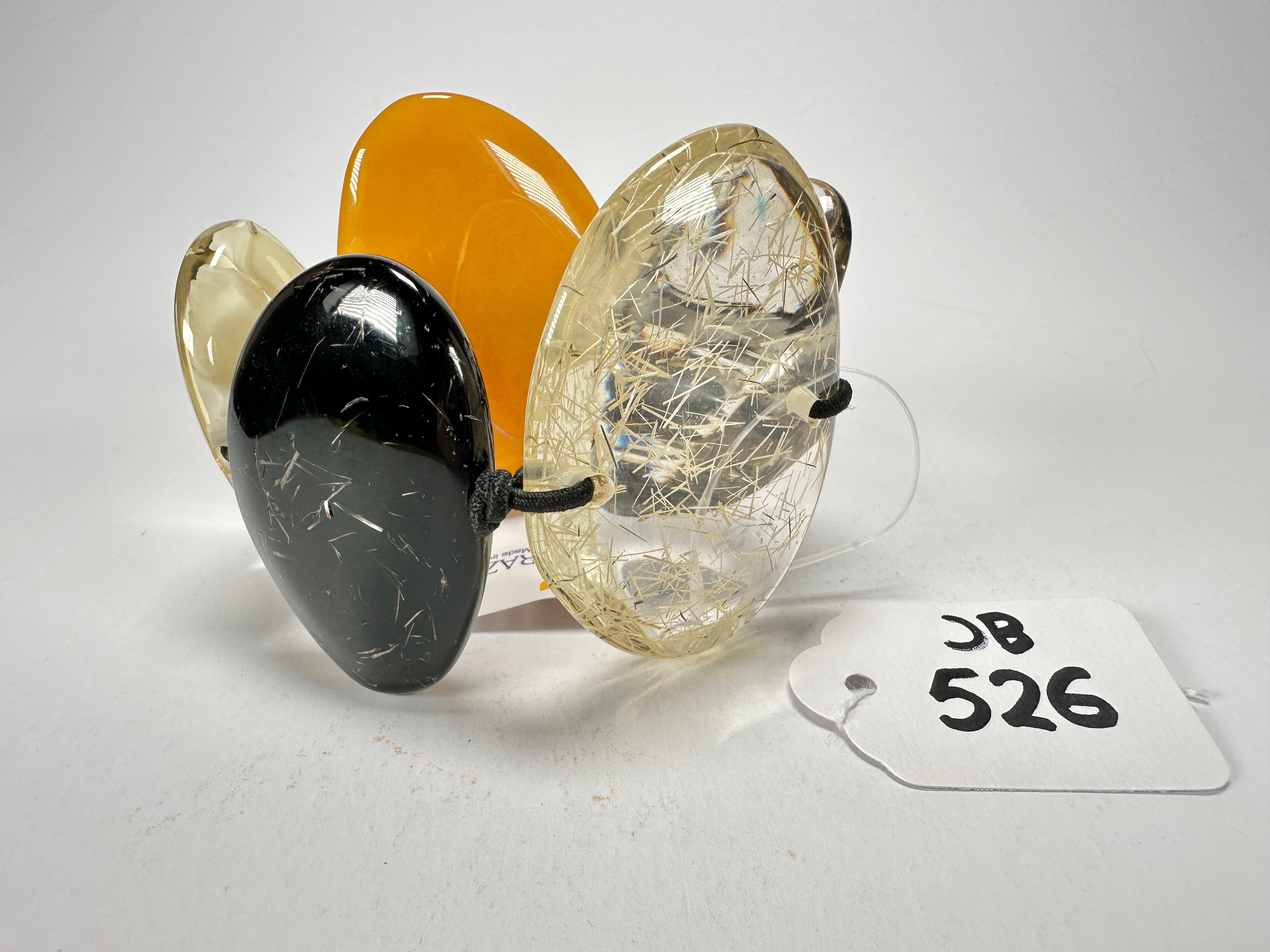 Jackie Brazil "Riverstones" Seasons Mix Stone Large Flat Stones On Elastic Bracelet ( B3716 )