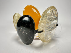 Jackie Brazil "Riverstones" Seasons Mix Stone Large Flat Stones On Elastic Bracelet ( B3716 )