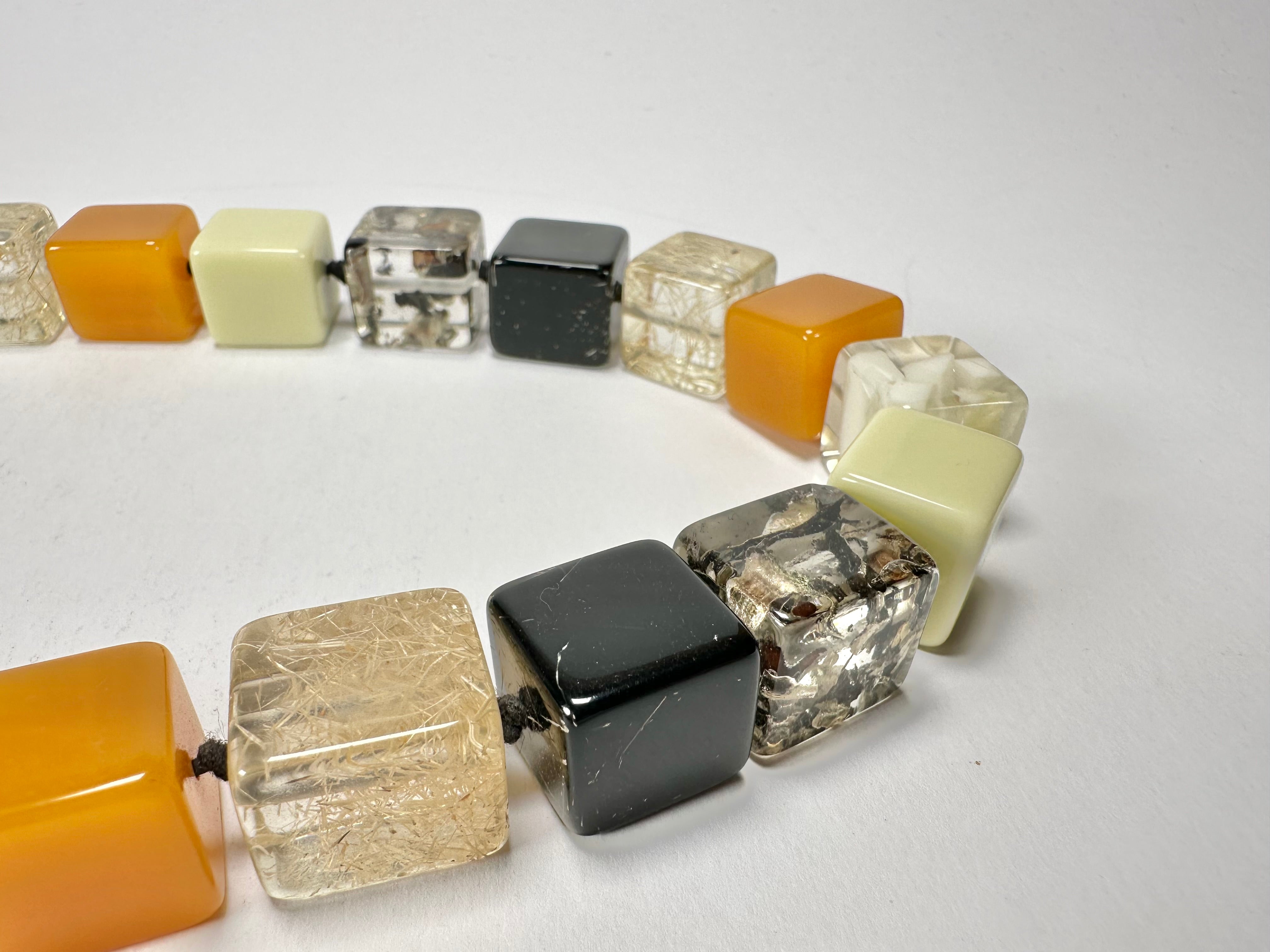 Jackie Brazil "POP" Seasons Mix Liquorice Small Cubes 65cm Necklace ( N0046 )