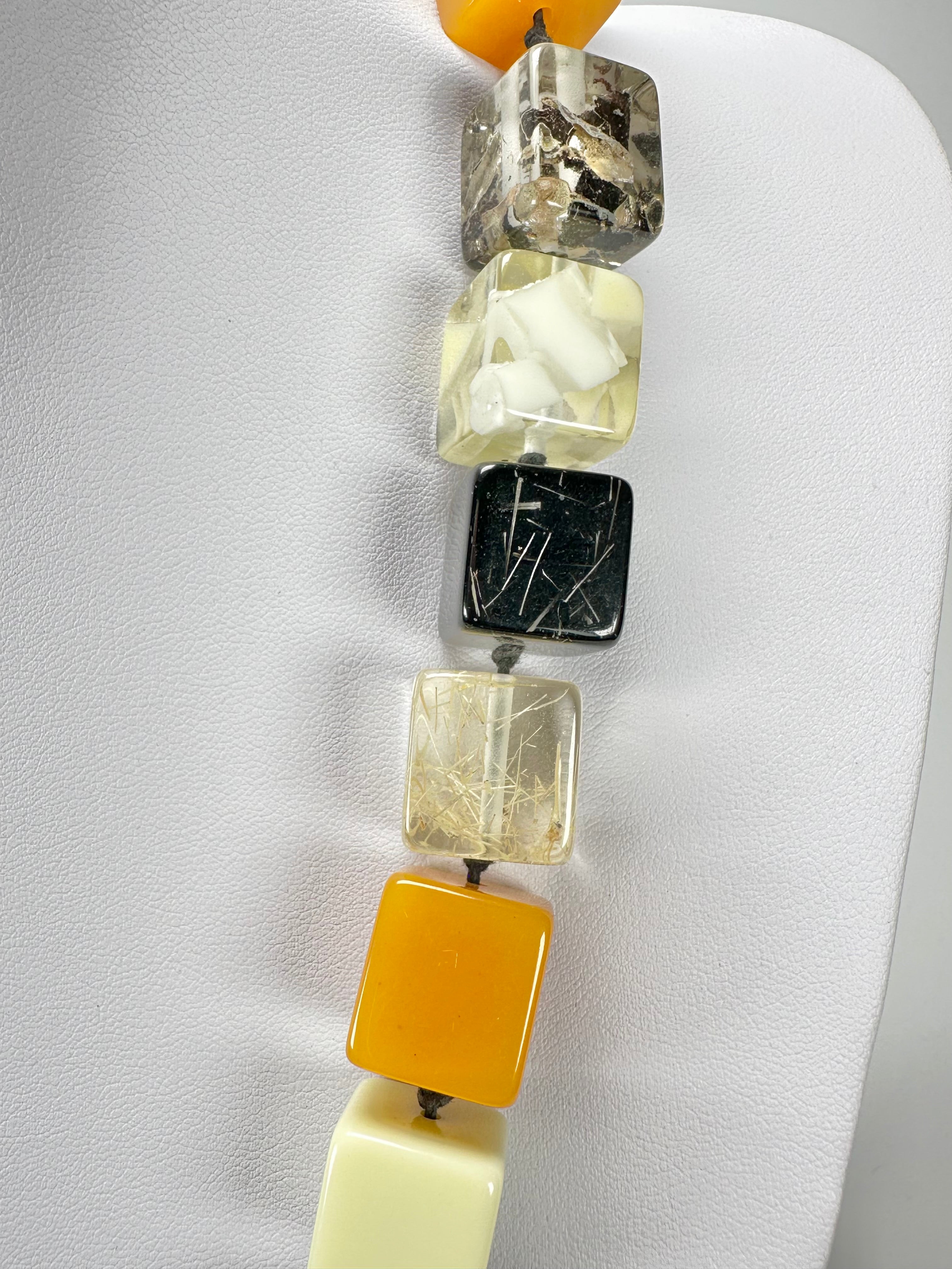 Jackie Brazil "POP" Seasons Mix Liquorice Small Cubes 65cm Necklace ( N0046 )