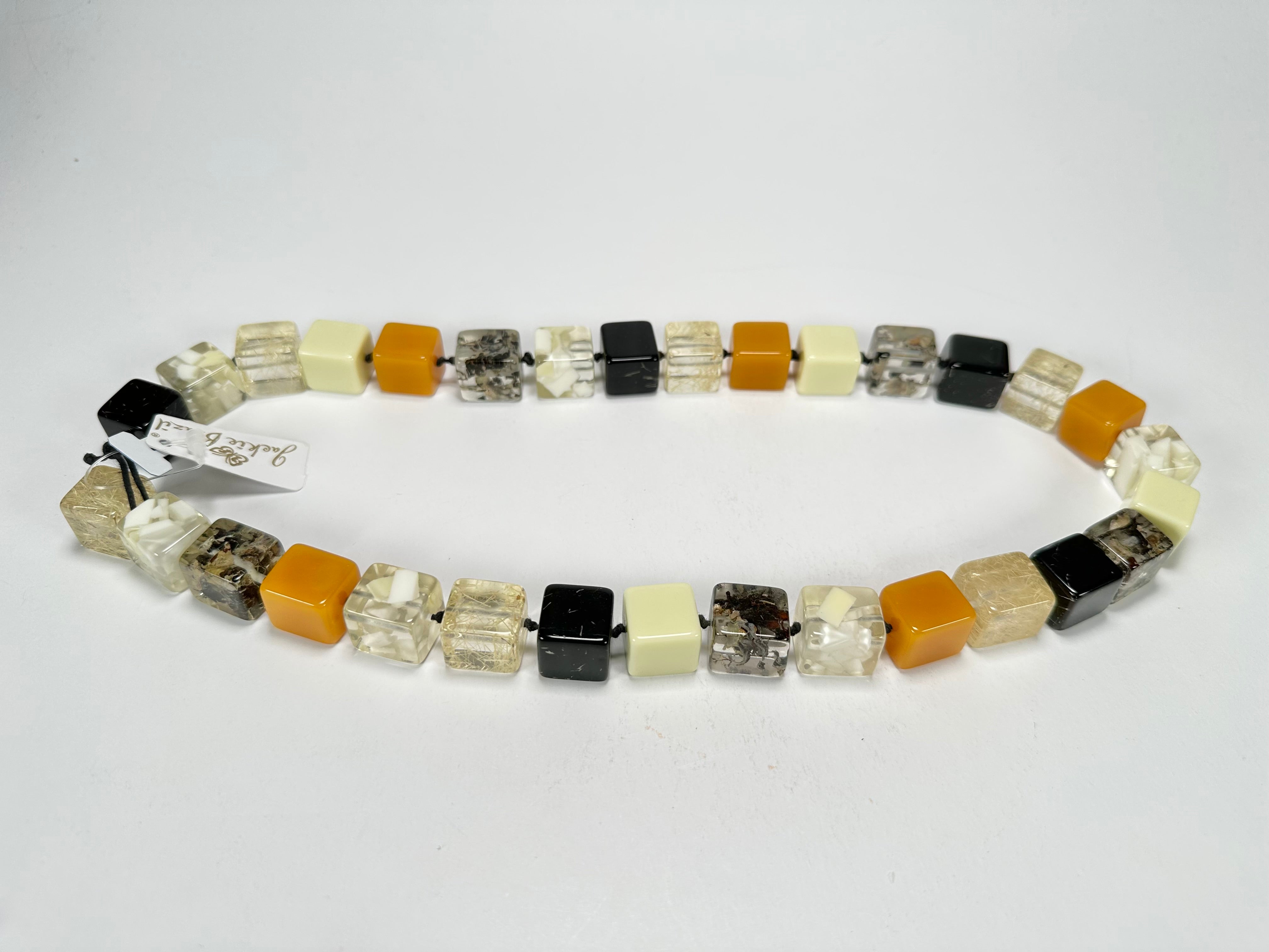 Jackie Brazil "POP" Seasons Mix Liquorice Small Cubes 65cm Necklace ( N0046 )