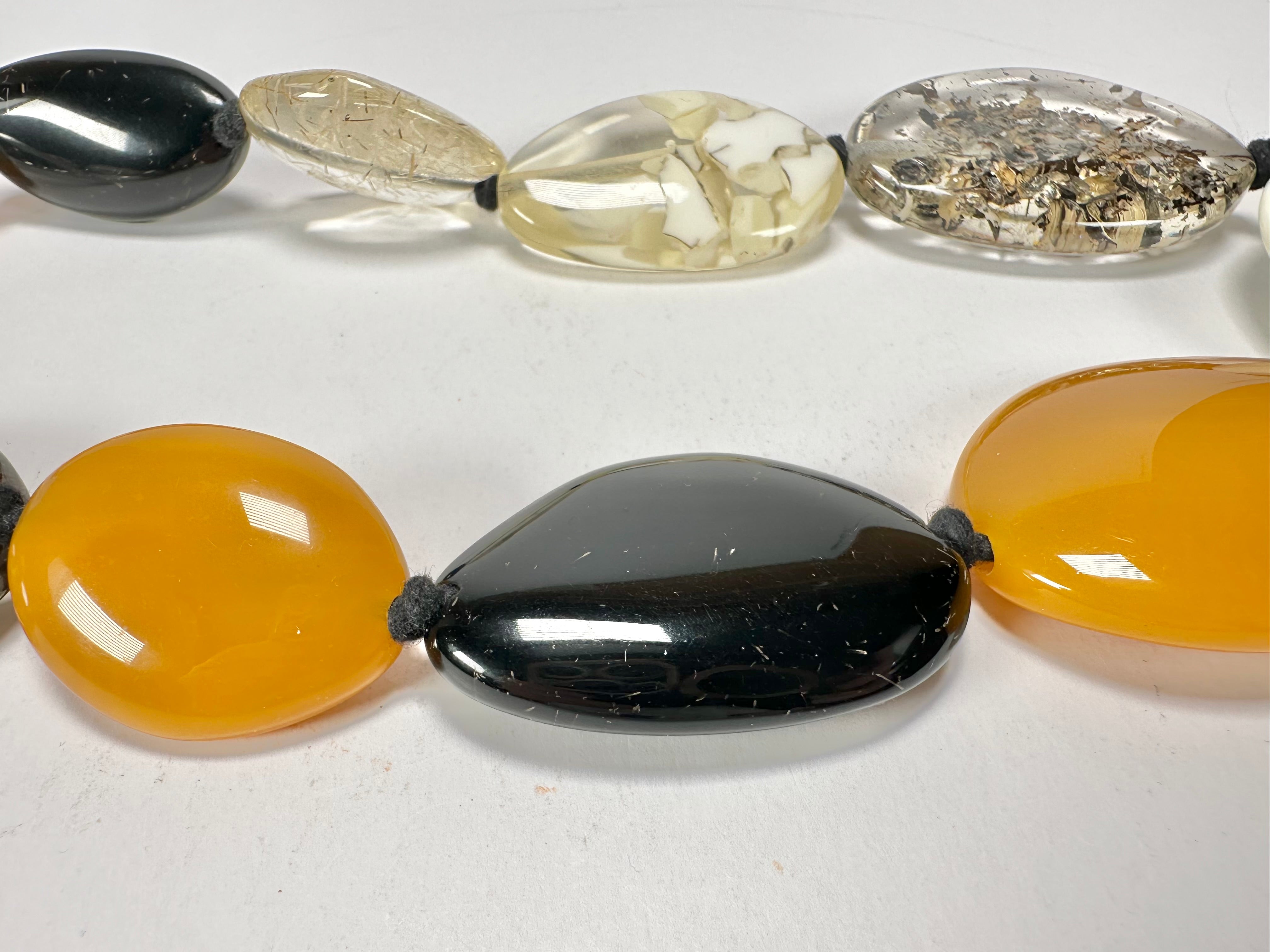 Jackie Brazil "Seasons Mix" Long Flat Riverstones 65cm Necklace ( N3700 )