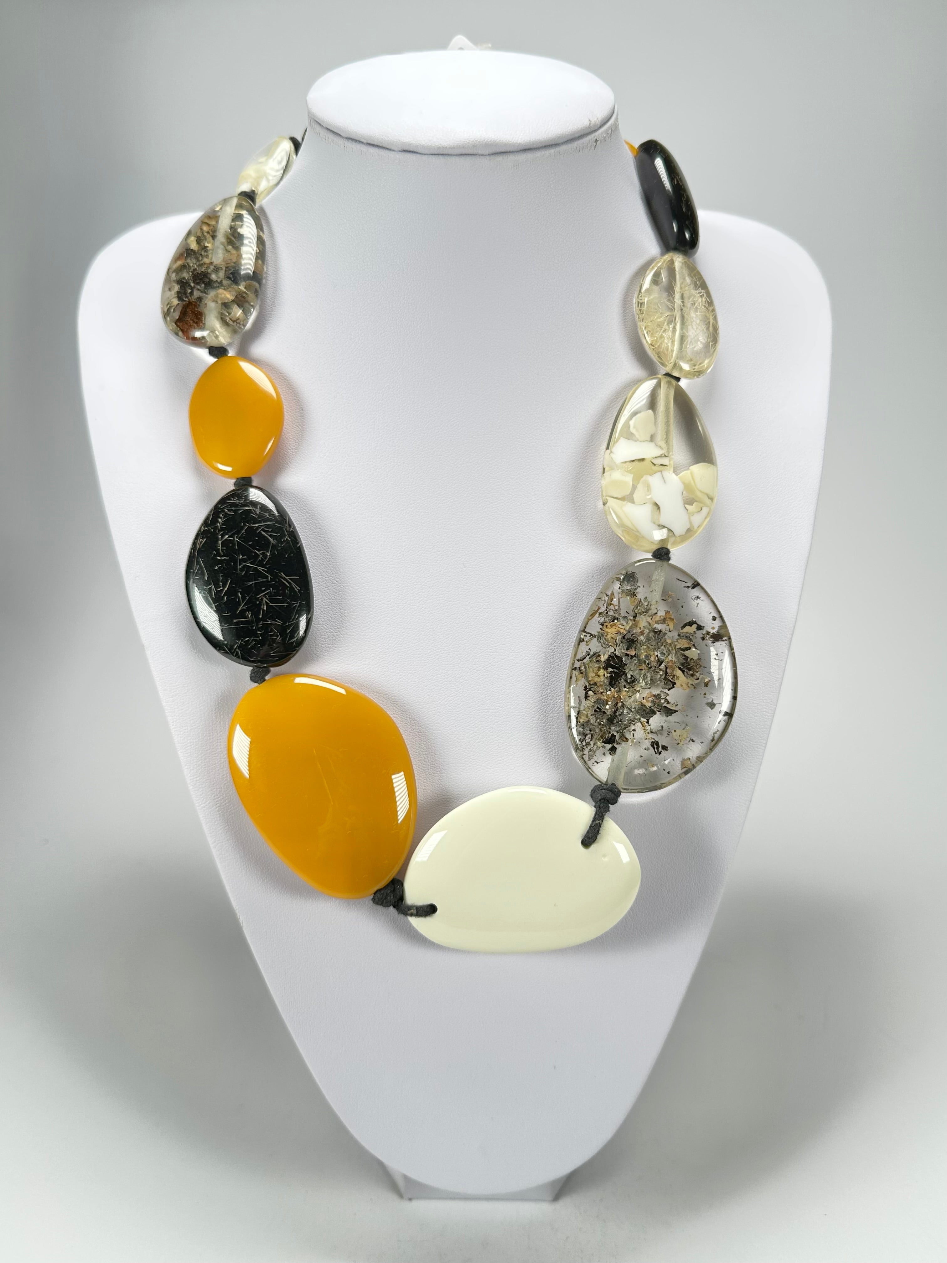 Jackie Brazil "Seasons Mix" Long Flat Riverstones 65cm Necklace ( N3700 )
