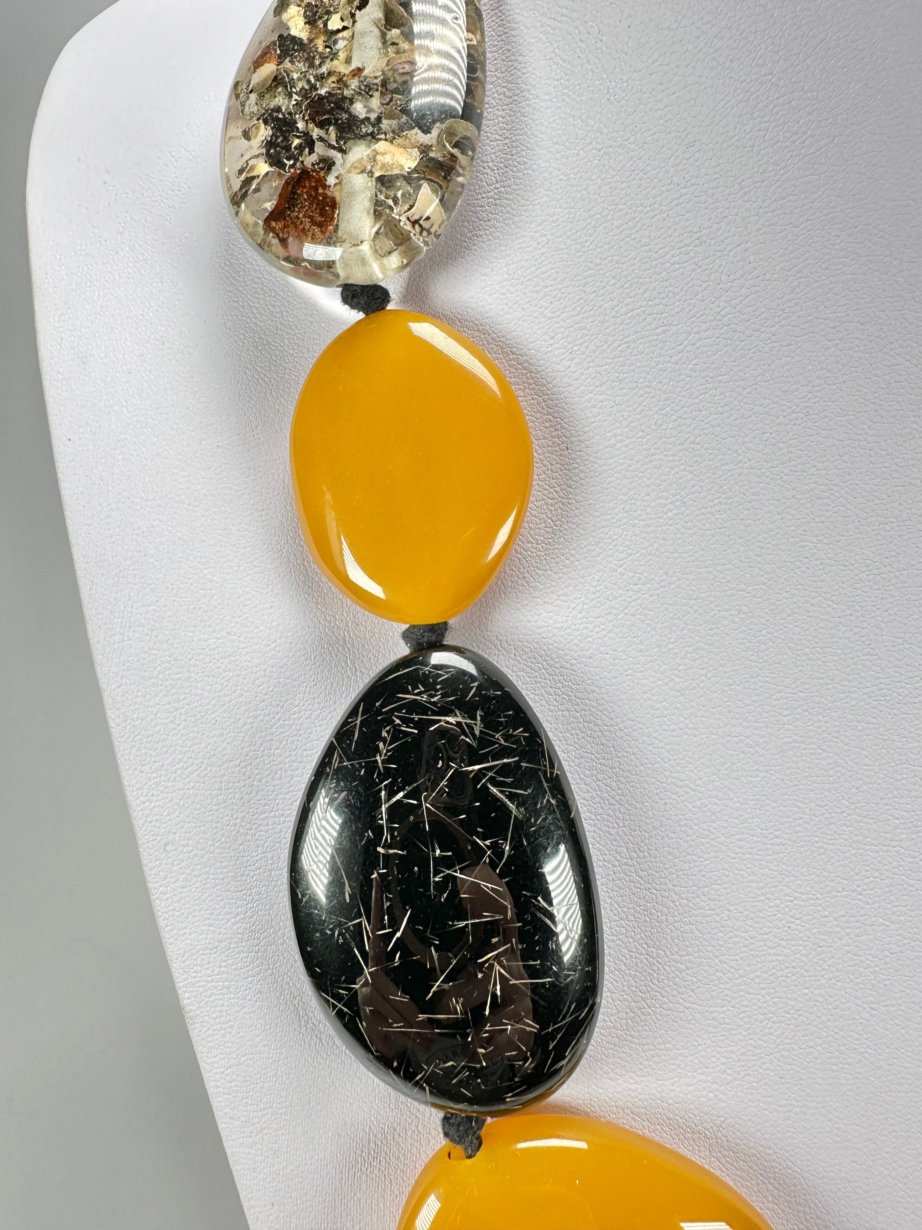 Jackie Brazil "Seasons Mix" Long Flat Riverstones 65cm Necklace ( N3700 )