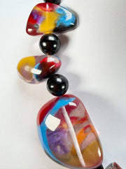 Jackie Brazil "Vesubio" Purple Marble Large Beads & Stones Necklace ( N1616 )