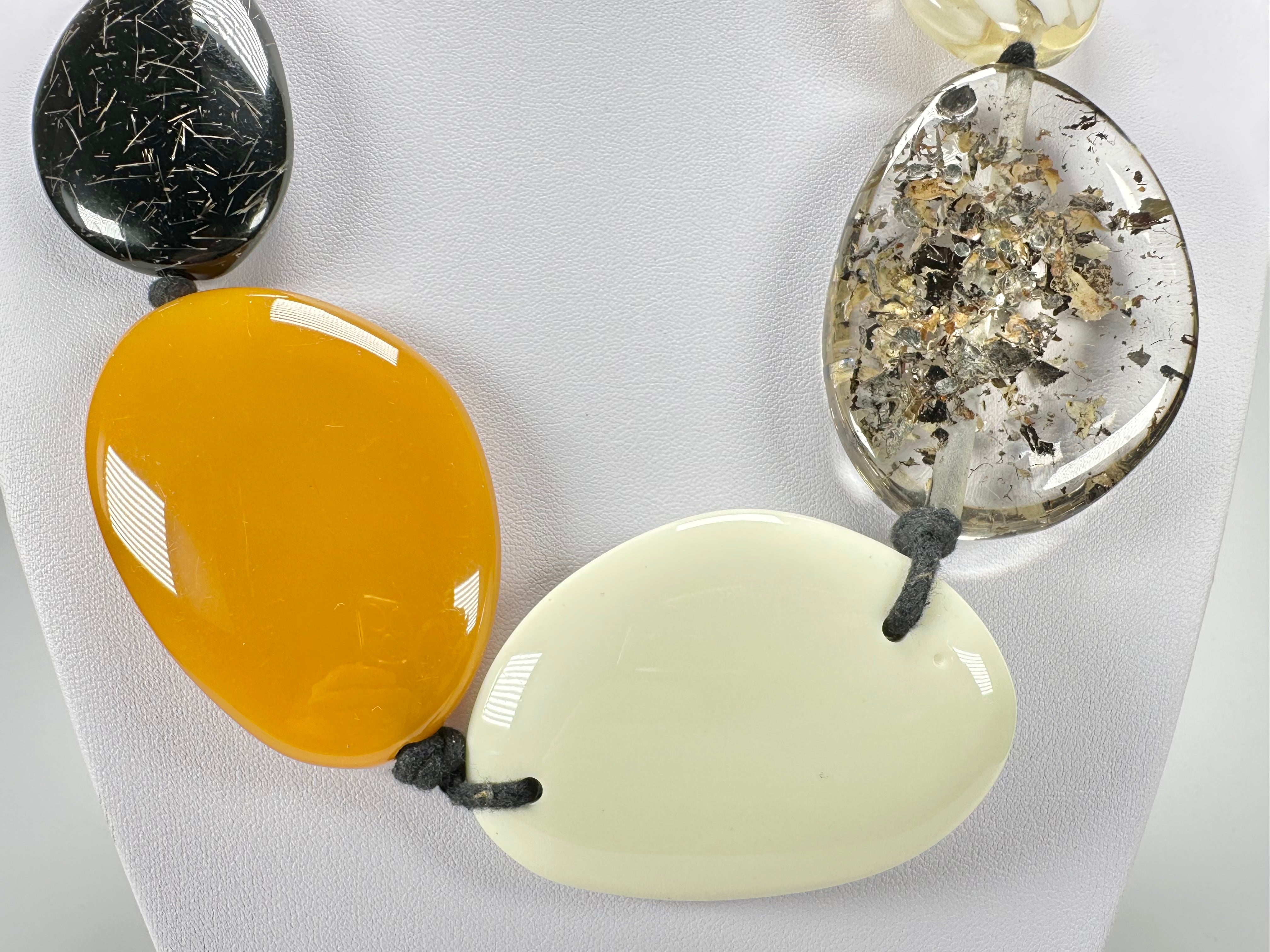 Jackie Brazil "Seasons Mix" Long Flat Riverstones 65cm Necklace ( N3700 )