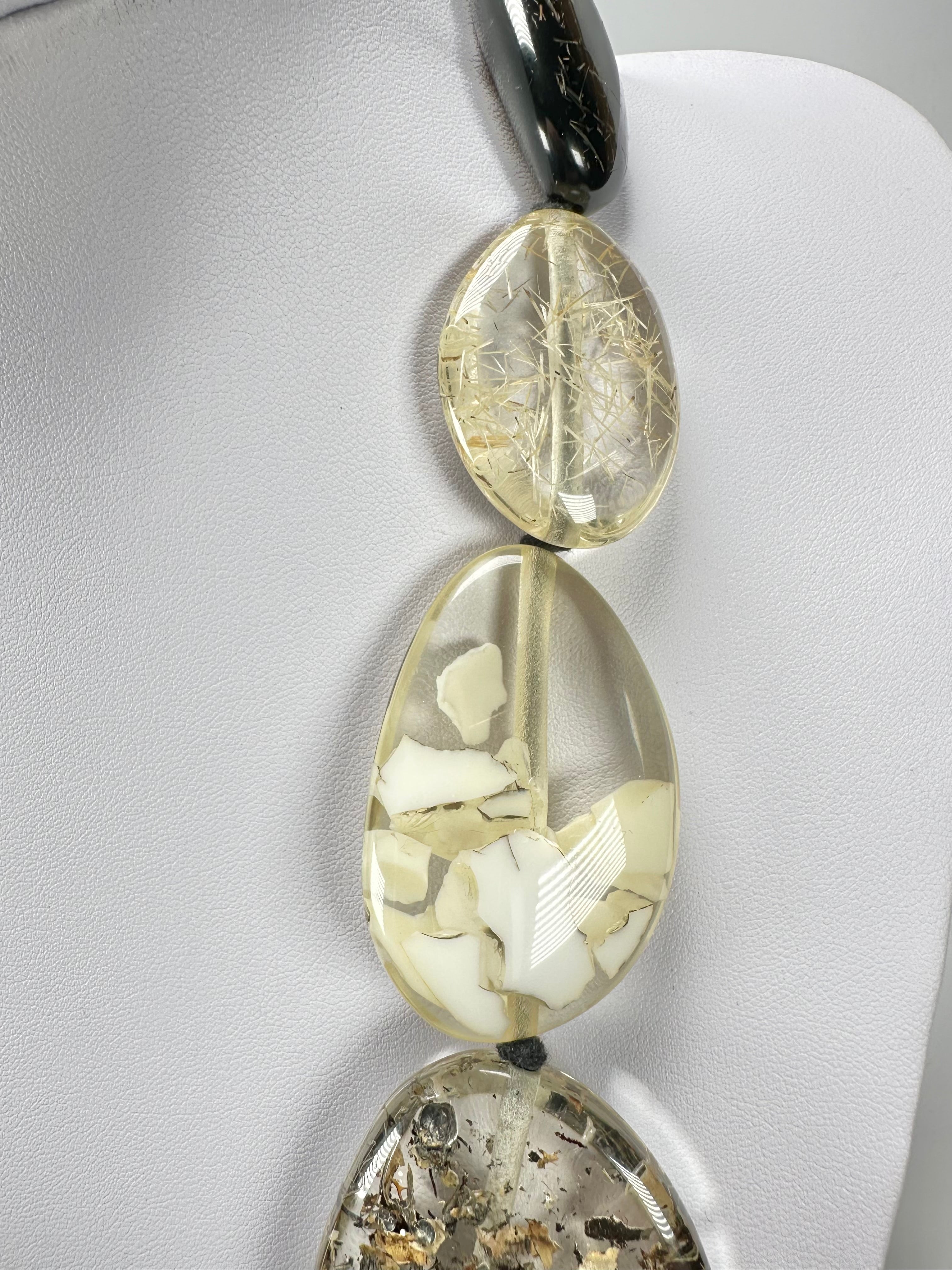 Jackie Brazil "Seasons Mix" Long Flat Riverstones 65cm Necklace ( N3700 )