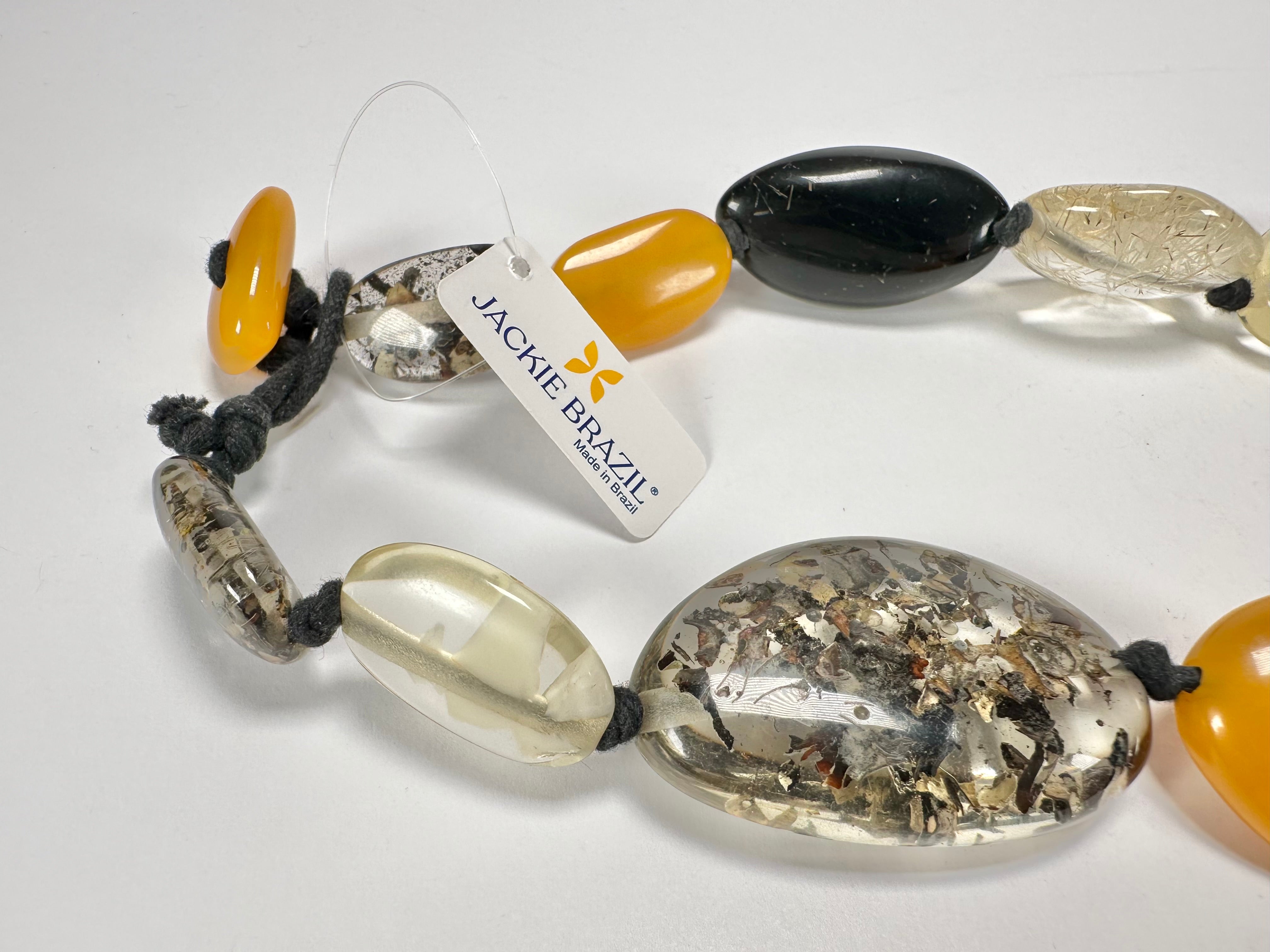 Jackie Brazil "Seasons Mix" Long Flat Riverstones 65cm Necklace ( N3700 )