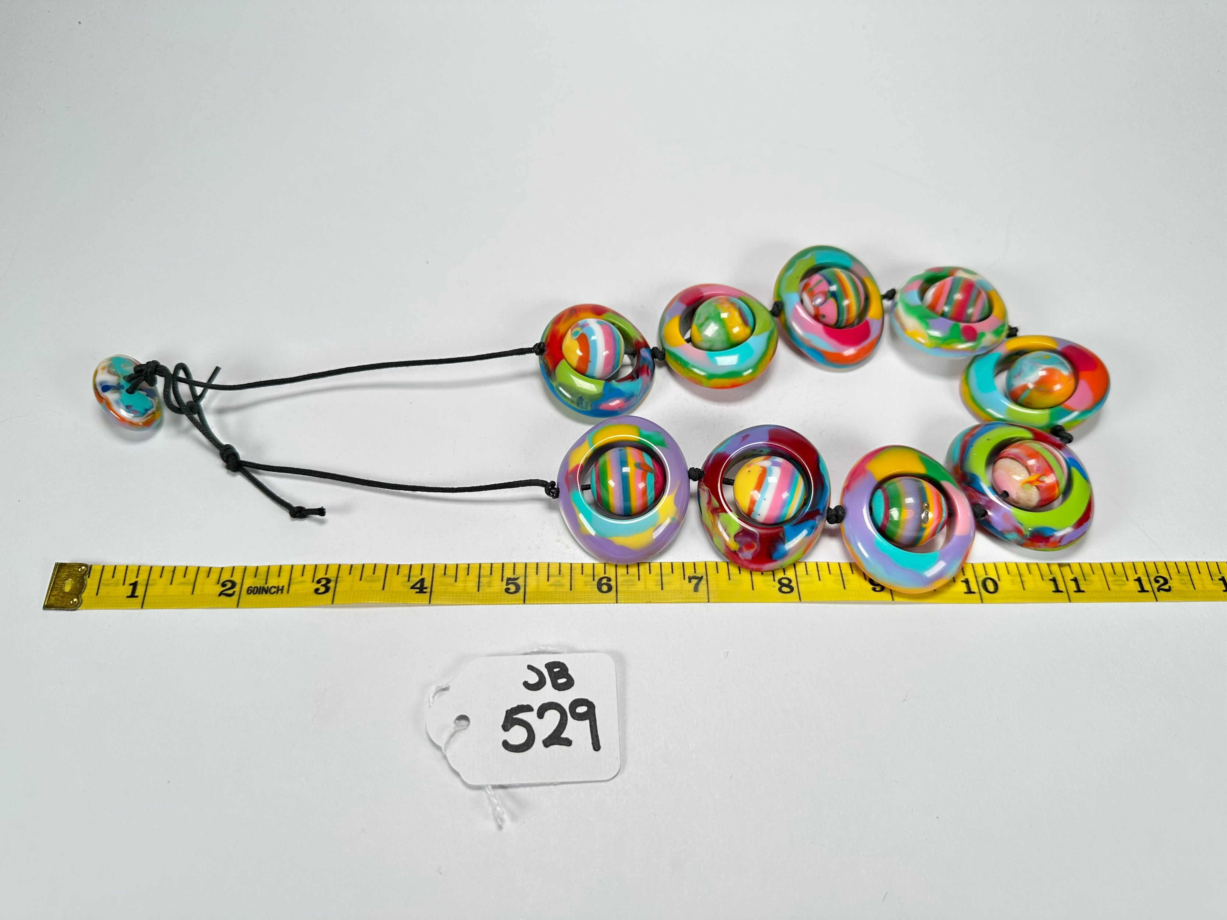 Jackie Brazil "Saturn" Kandinsky Disc & Ball On String Short 50cm Necklace ( N0051 )