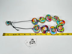 Jackie Brazil "Saturn" Kandinsky Disc & Ball On String Short 50cm Necklace ( N0051 )