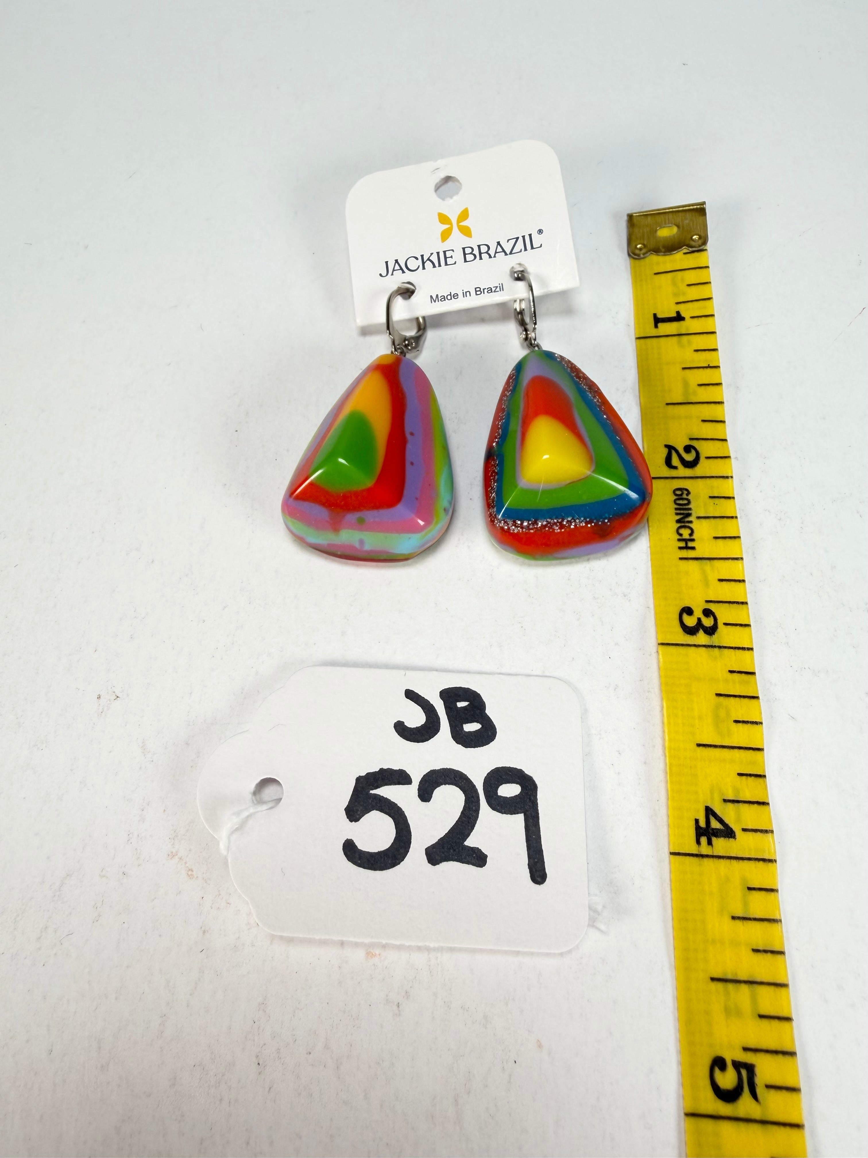 Jackie Brazil "Diamond" Kandinsky Flinstone on Hook Resin Earrings ( E0700 )