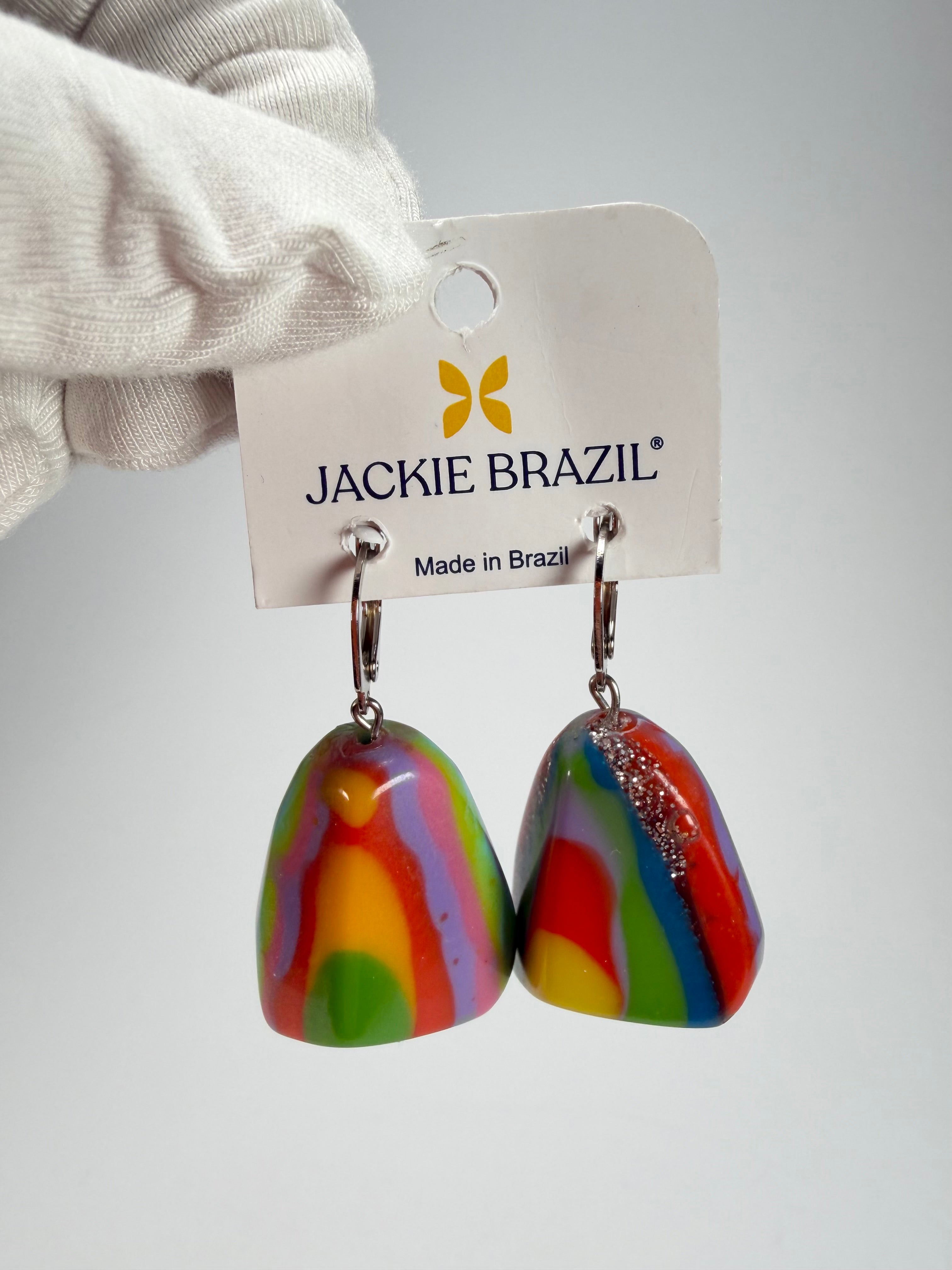 Jackie Brazil "Diamond" Kandinsky Flinstone on Hook Resin Earrings ( E0700 )