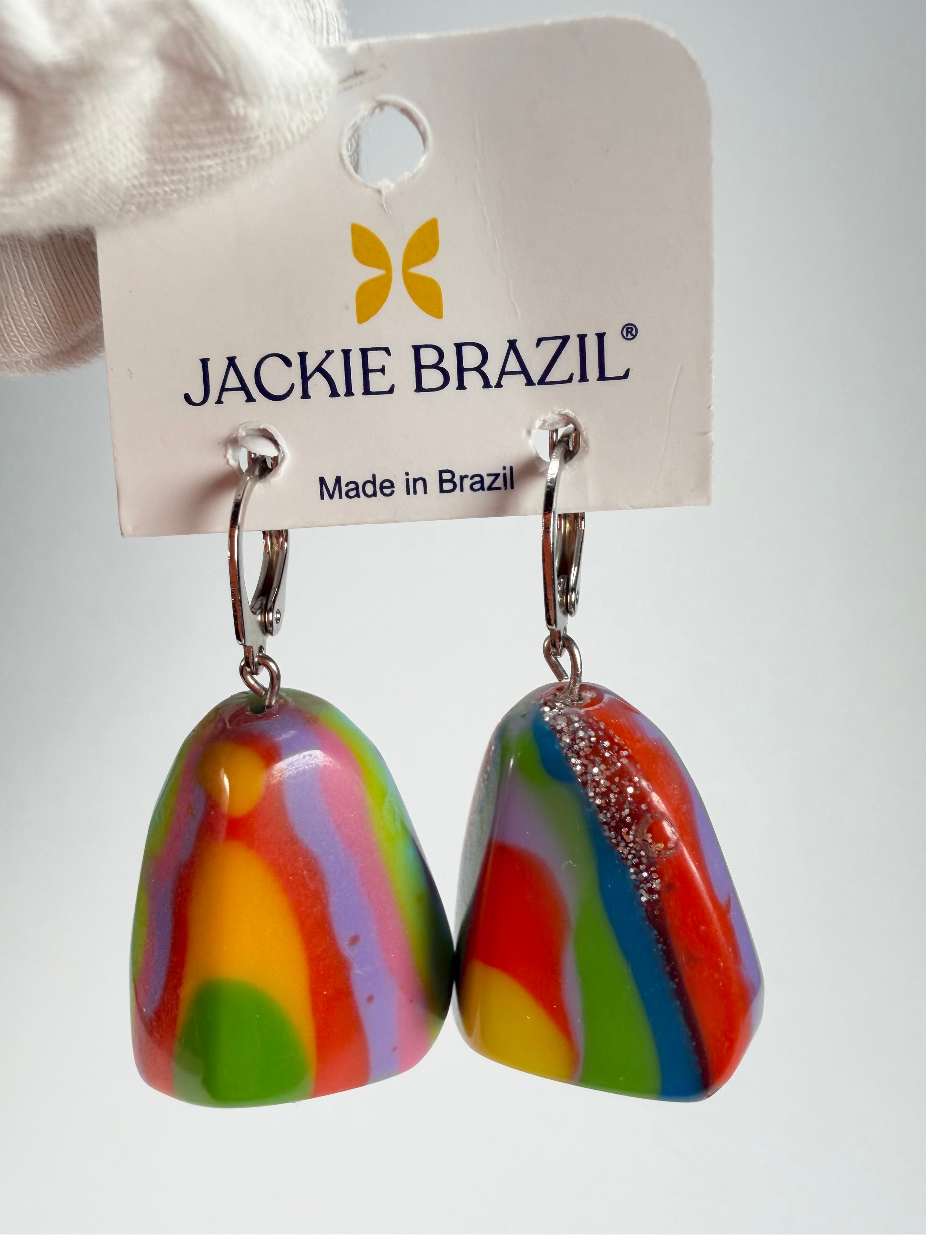 Jackie Brazil "Diamond" Kandinsky Flinstone on Hook Resin Earrings ( E0700 )