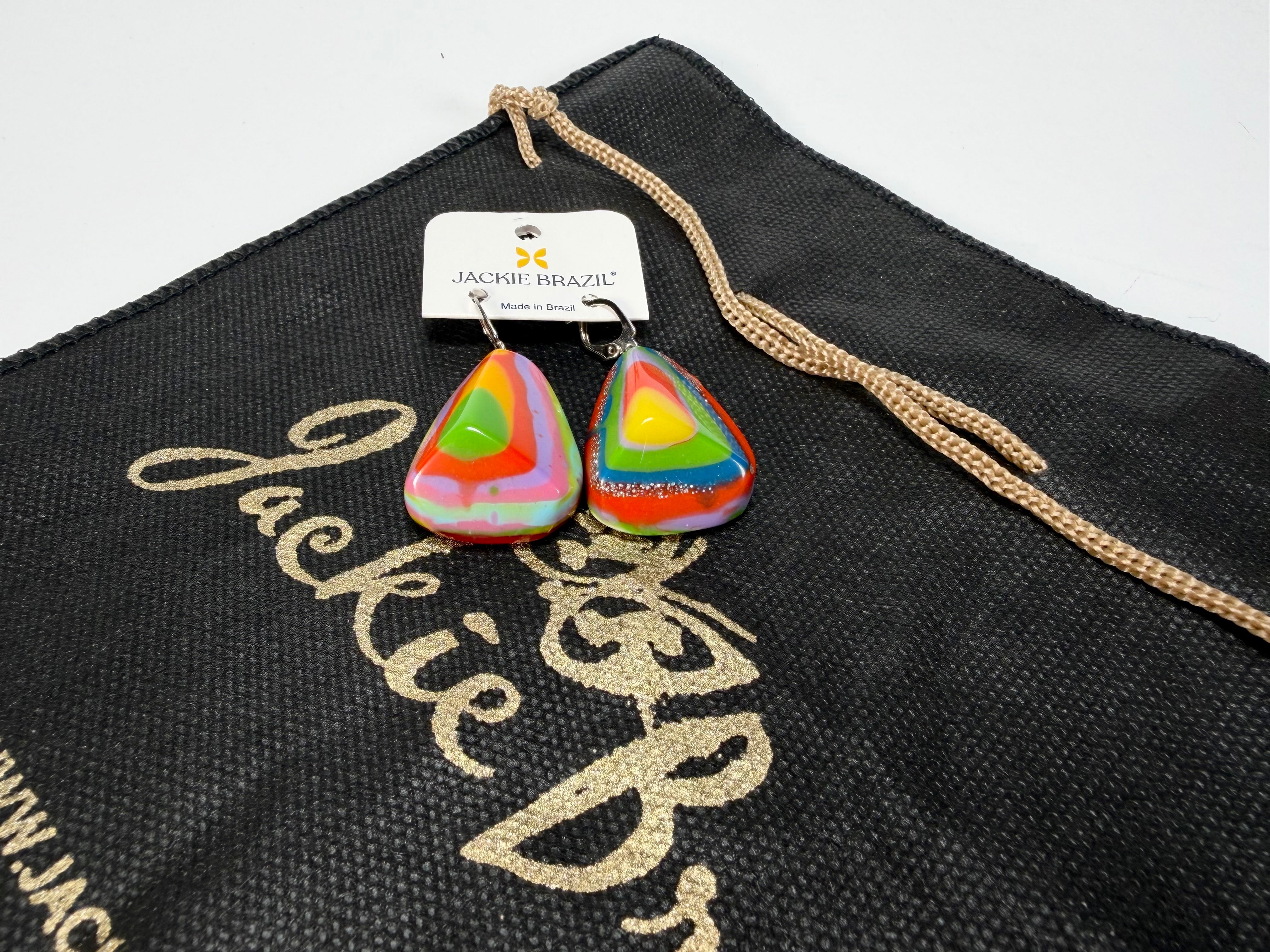 Jackie Brazil "Diamond" Kandinsky Flinstone on Hook Resin Earrings ( E0700 )