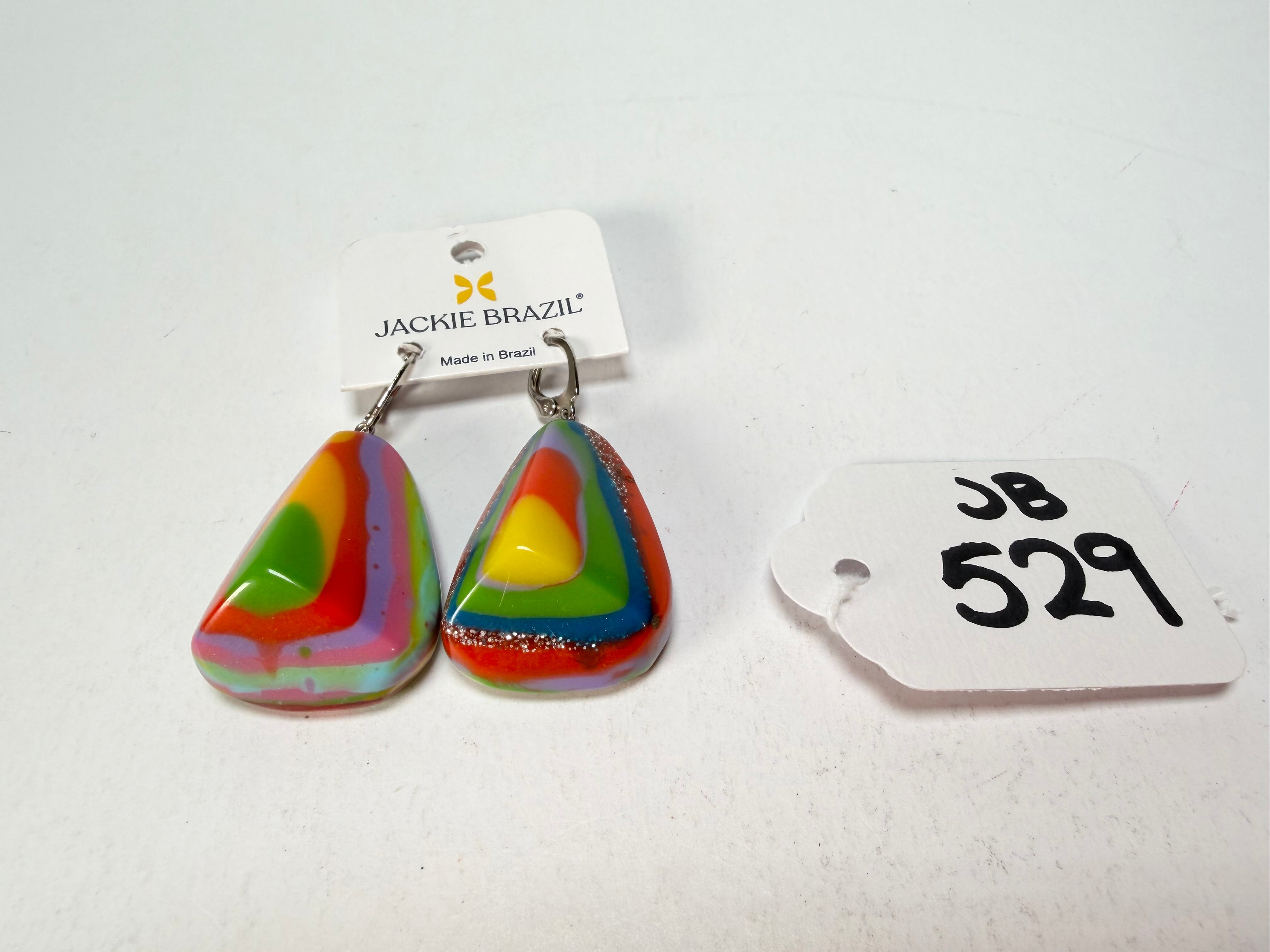Jackie Brazil "Diamond" Kandinsky Flinstone on Hook Resin Earrings ( E0700 )