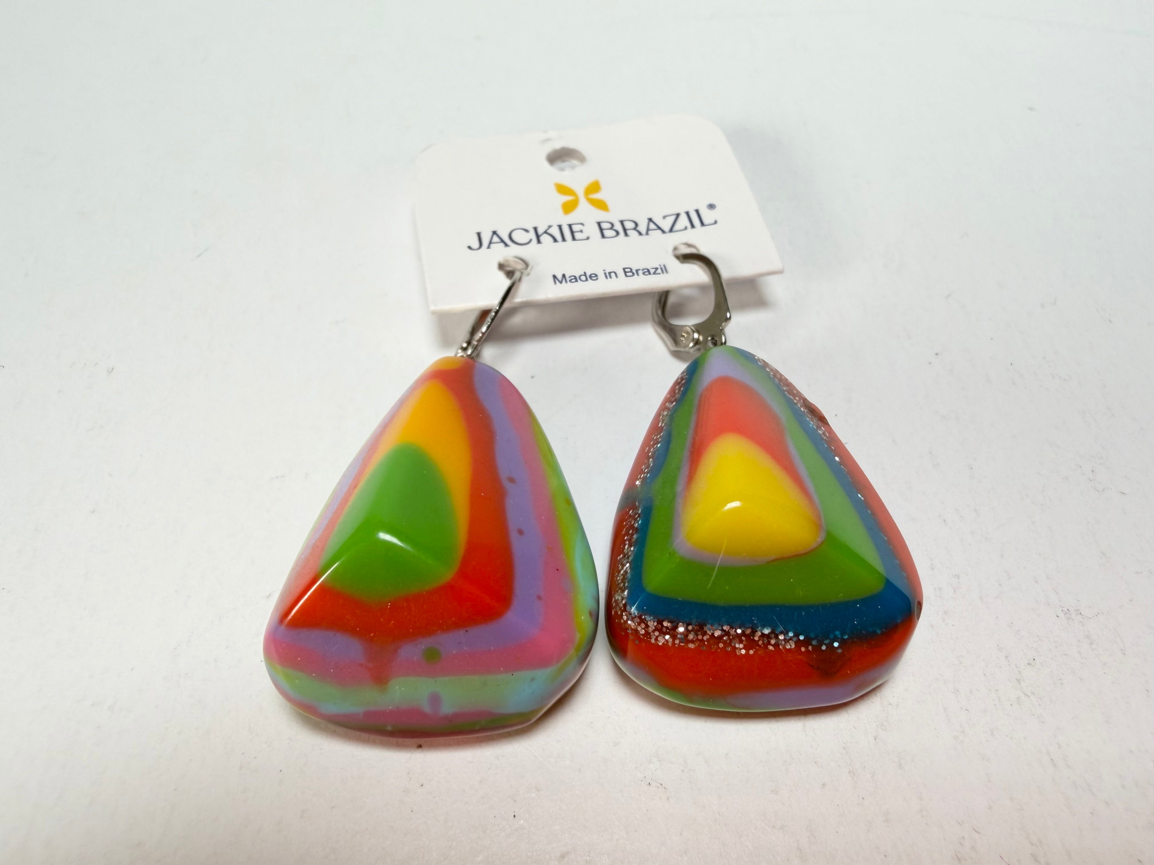 Jackie Brazil "Diamond" Kandinsky Flinstone on Hook Resin Earrings ( E0700 )