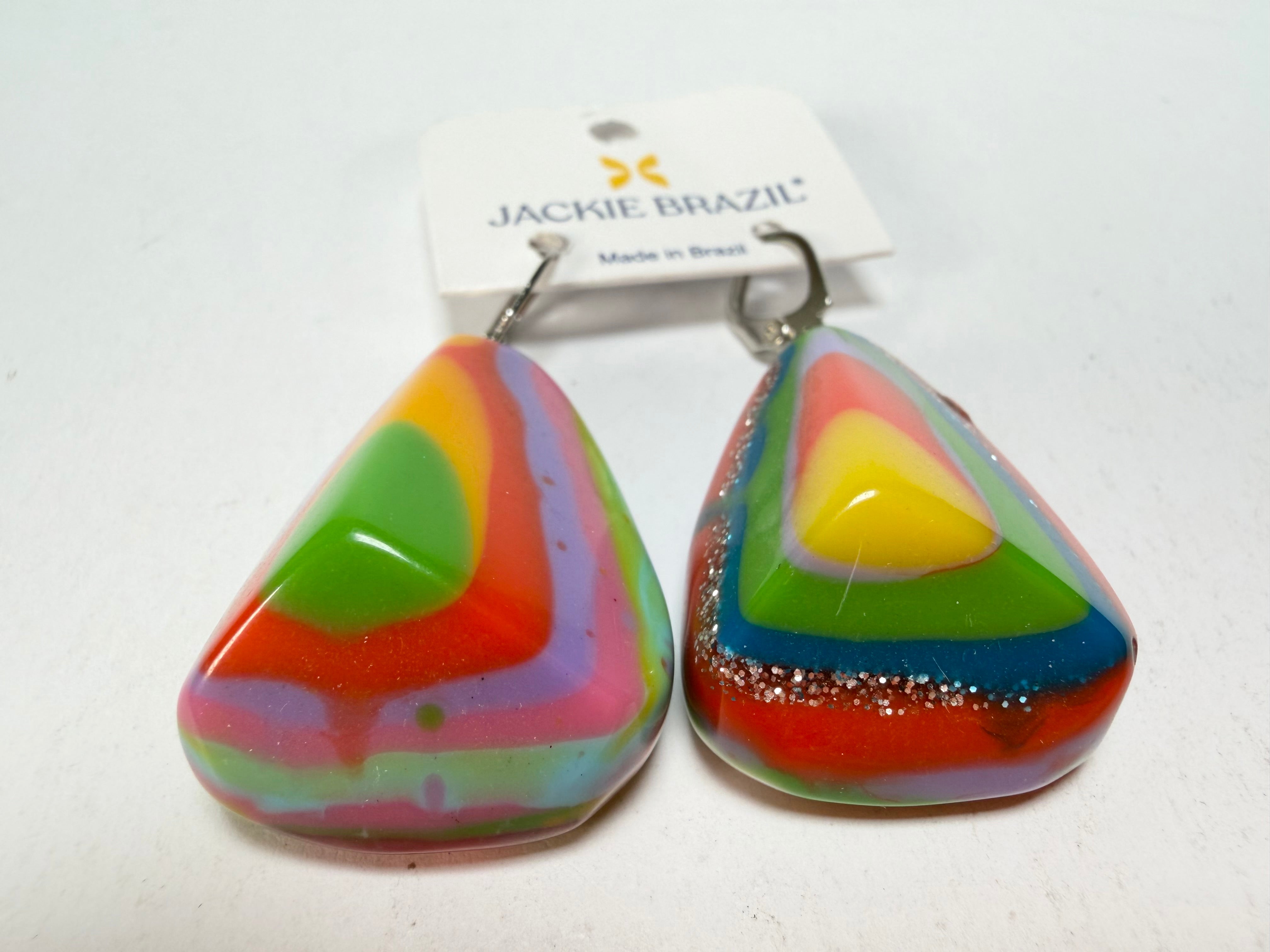 Jackie Brazil "Diamond" Kandinsky Flinstone on Hook Resin Earrings ( E0700 )