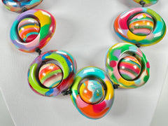Jackie Brazil "Saturn" Kandinsky Disc & Ball On String Short 50cm Necklace ( N0051 )