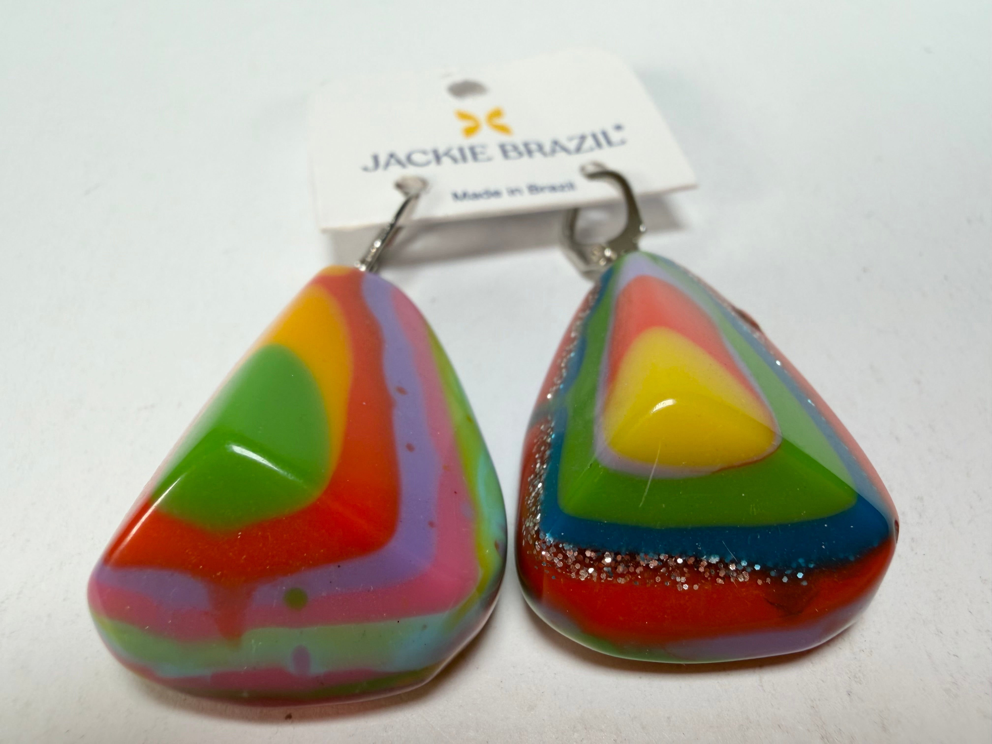 Jackie Brazil "Diamond" Kandinsky Flinstone on Hook Resin Earrings ( E0700 )