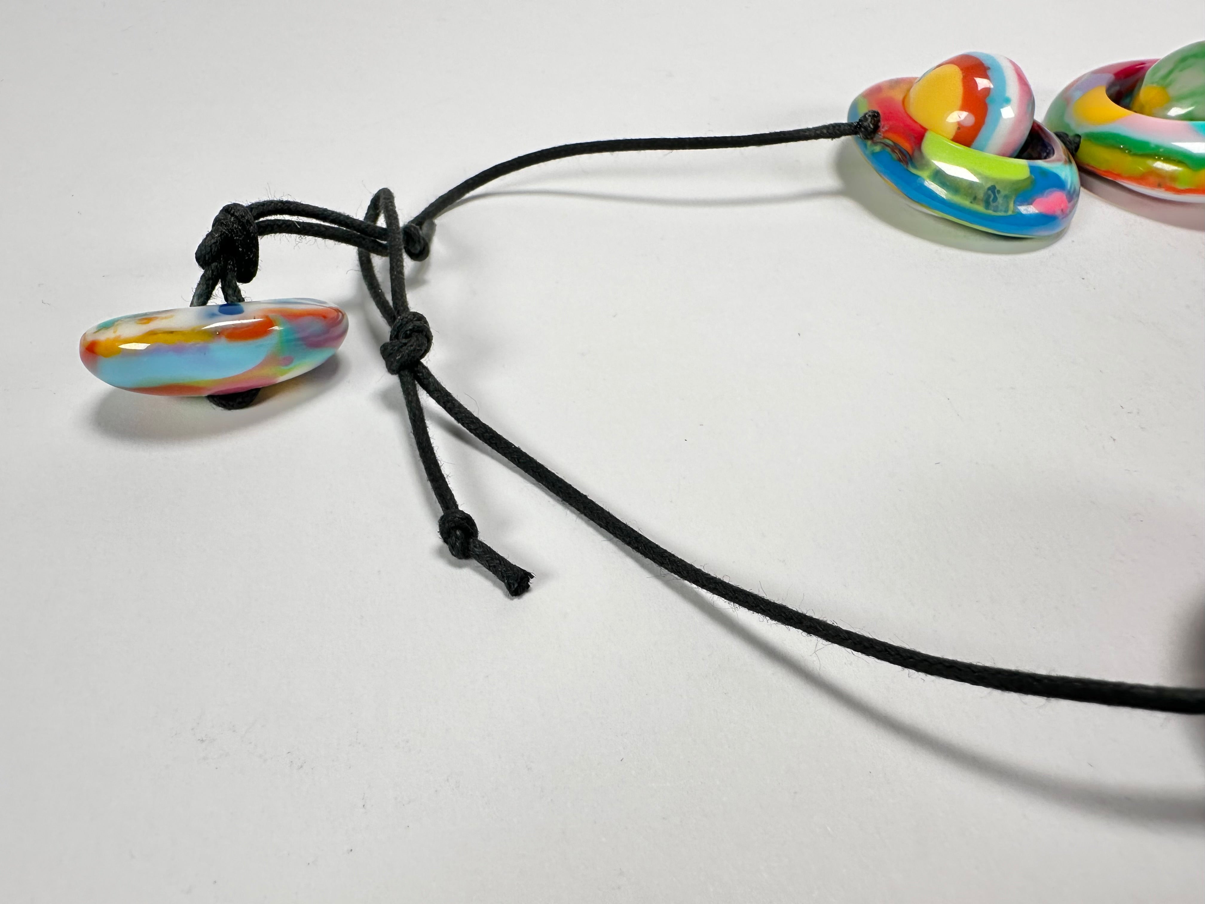 Jackie Brazil "Saturn" Kandinsky Disc & Ball On String Short 50cm Necklace ( N0051 )