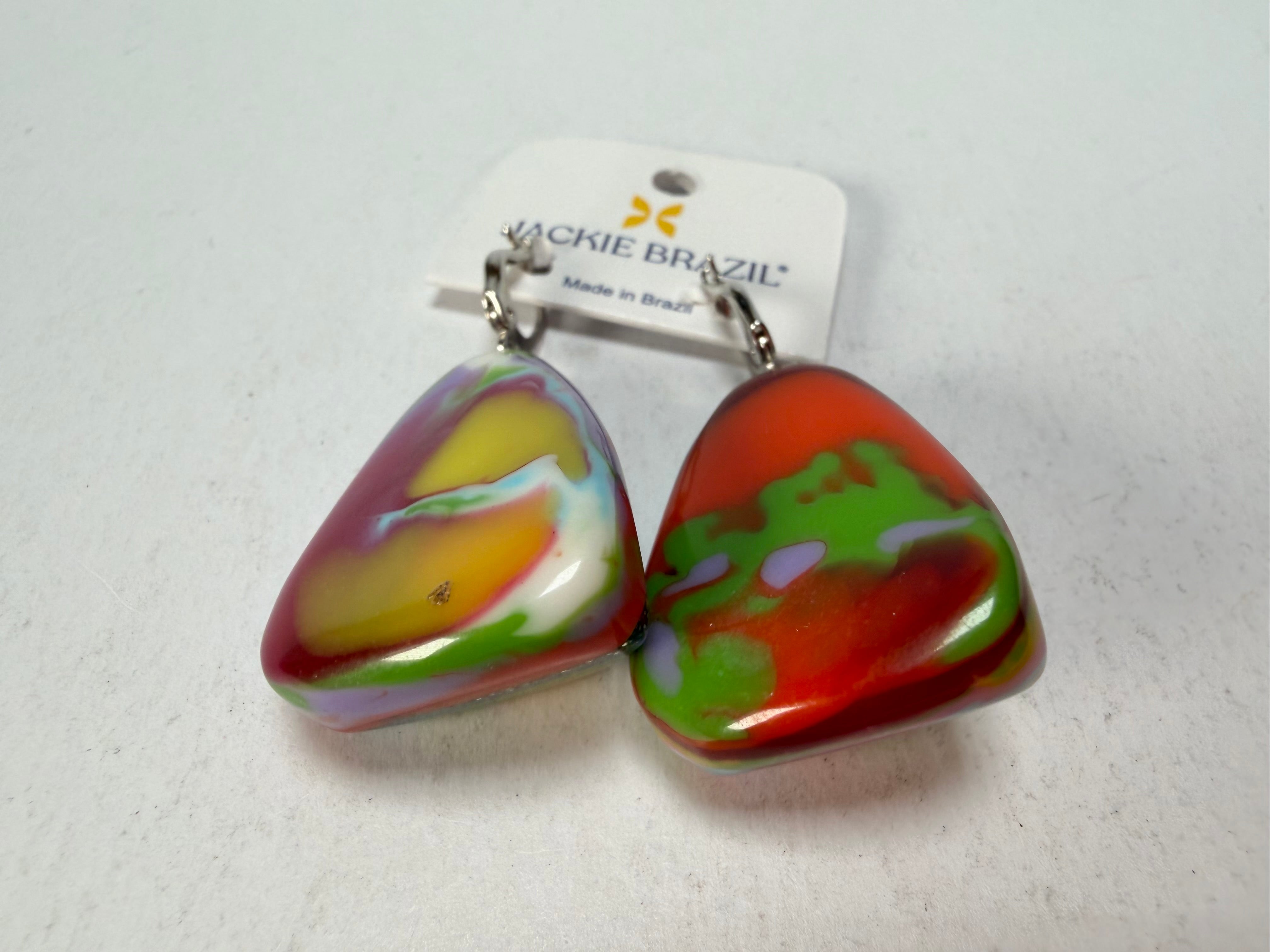 Jackie Brazil "Diamond" Kandinsky Flinstone on Hook Resin Earrings ( E0700 )