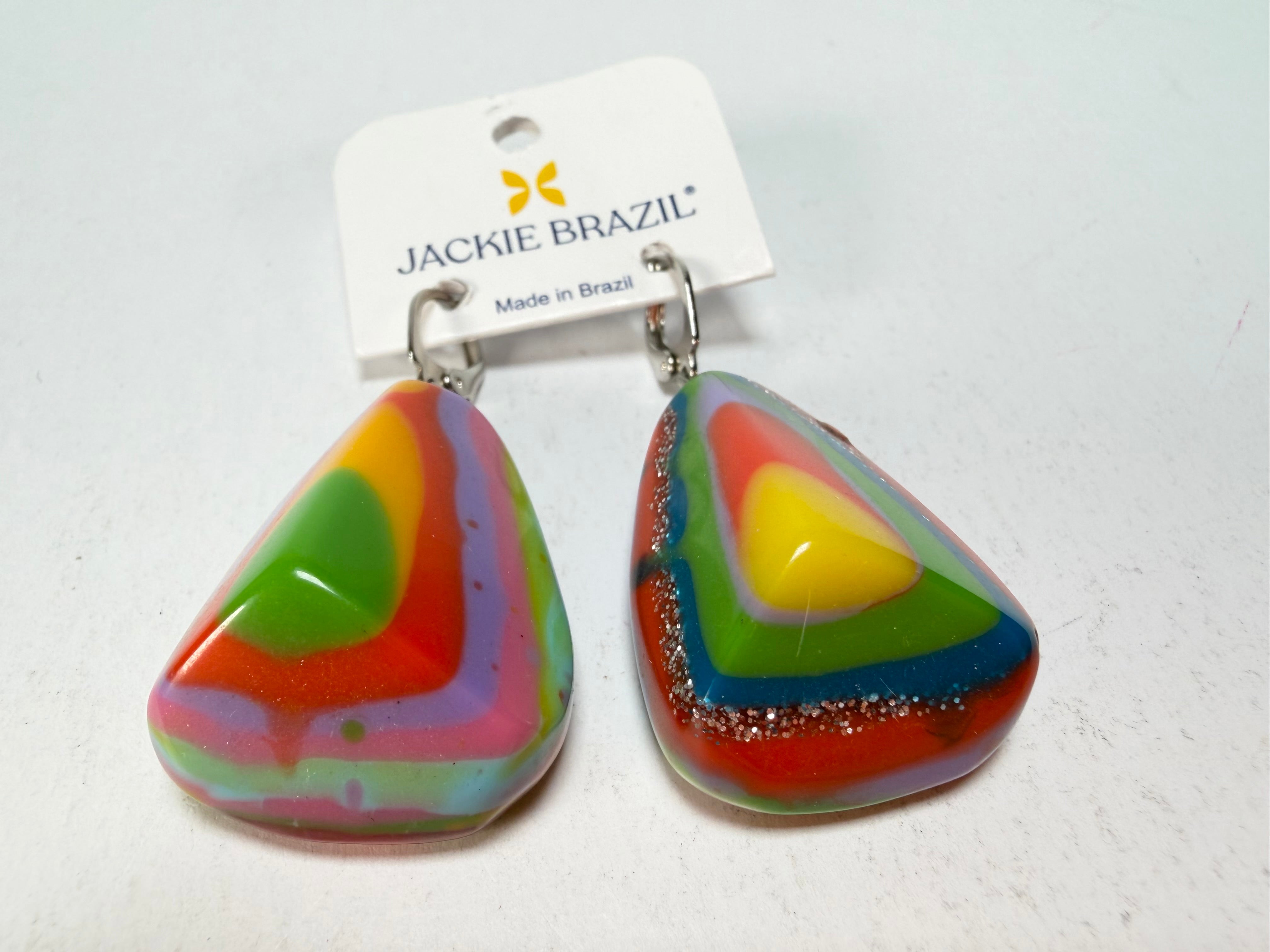 Jackie Brazil "Diamond" Kandinsky Flinstone on Hook Resin Earrings ( E0700 )