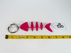 Jackie Brazil "Skeleton Fish" Dark Pink Resin Keyring ( K0178 )